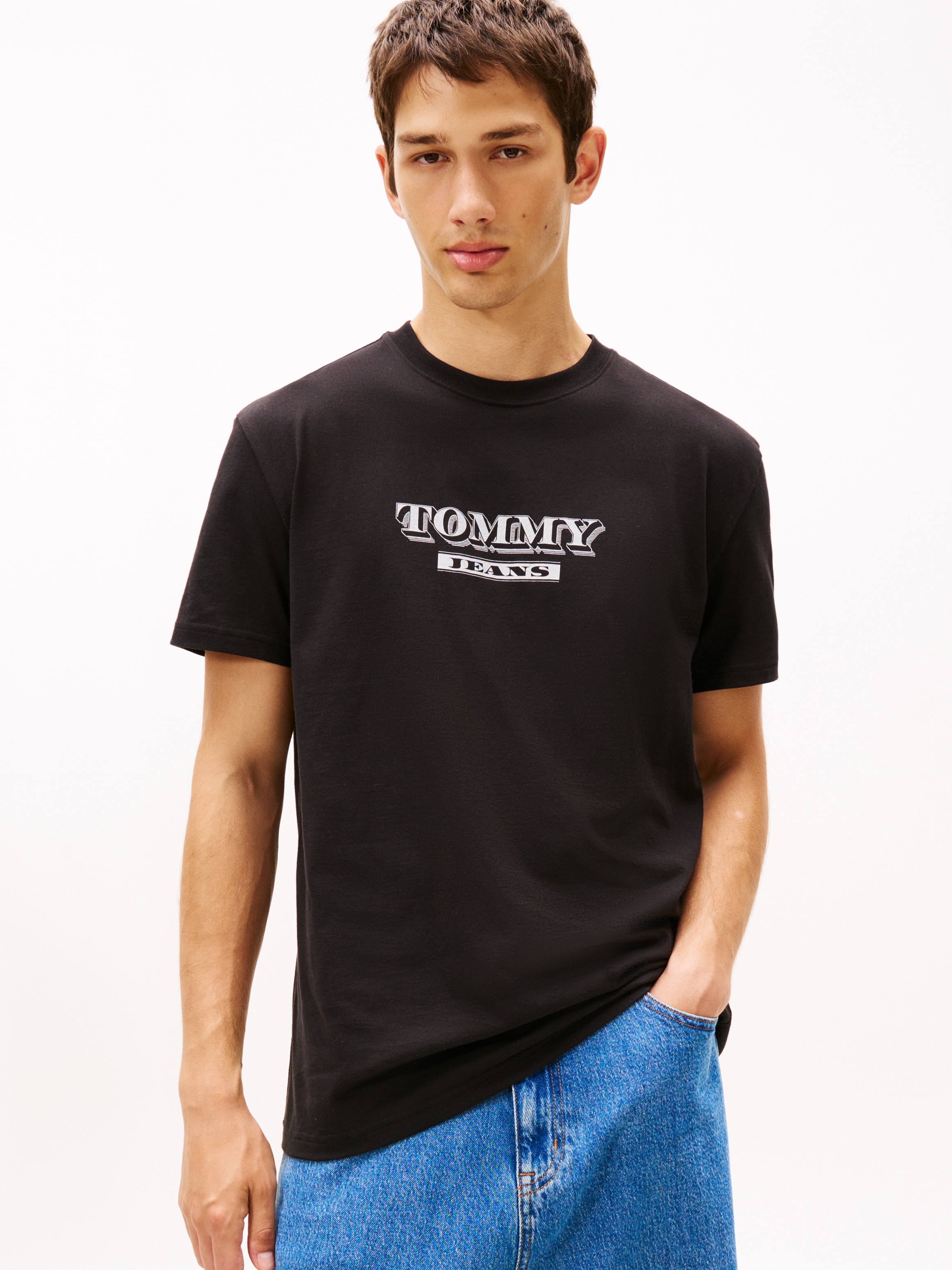 Image of Tommy Jeans Rundhalsshirt "TJM BILLS FONT" regular fit, Rundhals, bedruckt