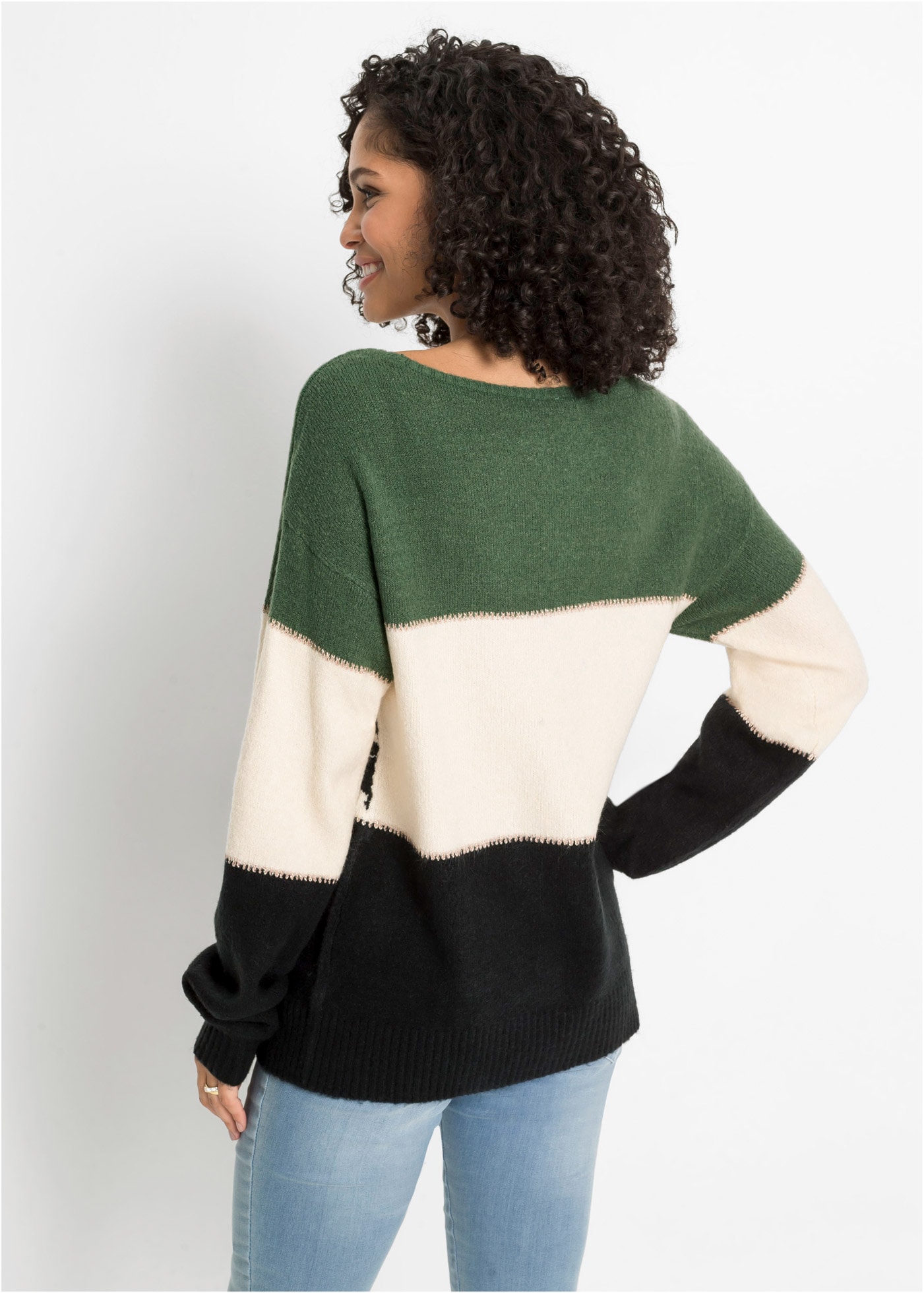bonprix Strickpullover »Oversize-Pullover« Oversize-Fit, gemustert, Glitzergarn Details