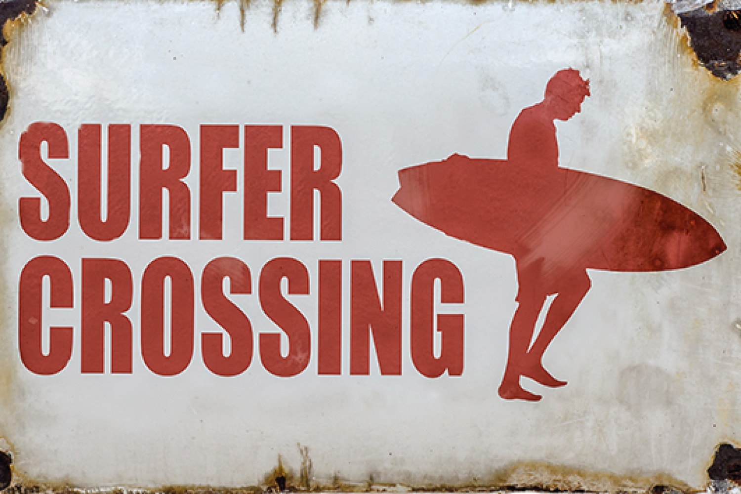 Image of queence Metallbild "SURFER CROSSING" Sprüche & Texte Blechschilder