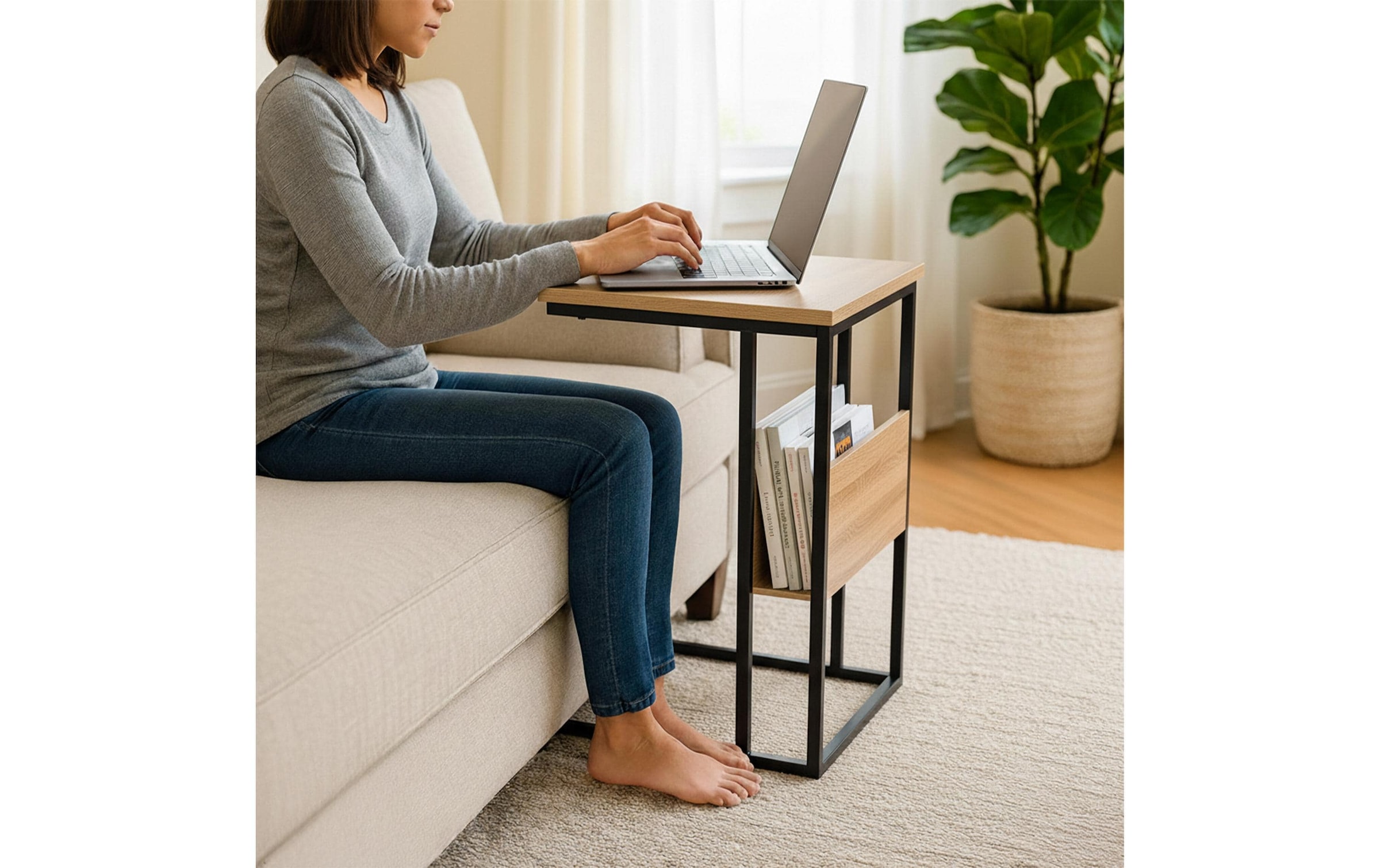 relaxdays Beistelltisch »in C-Form 60 x 55 cm«