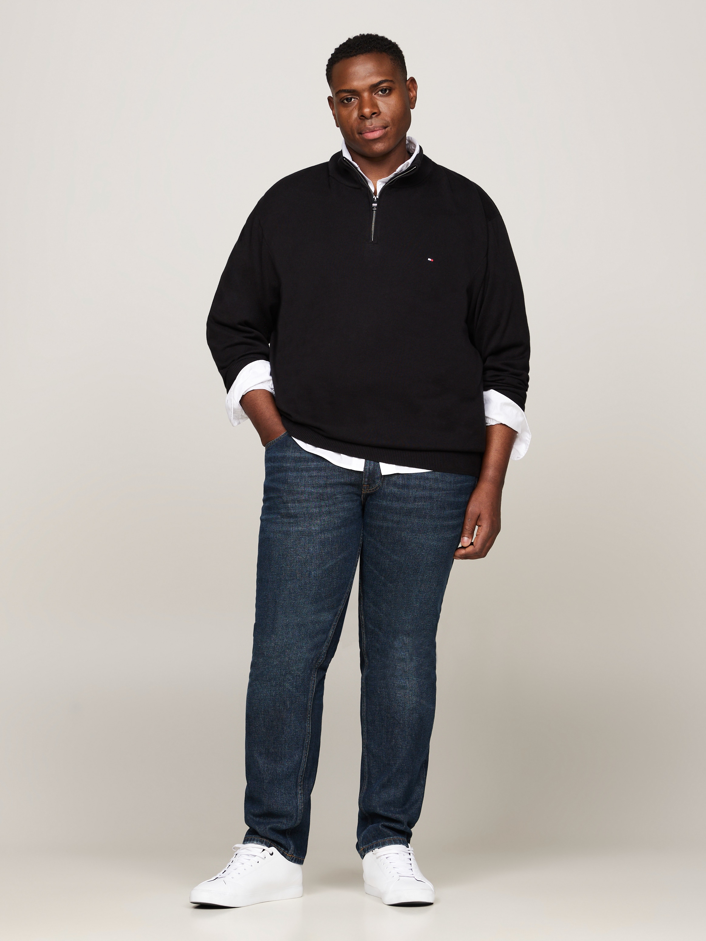 Tommy Hilfiger Big & Tall Troyer »BT-PIMA ORG CTN CASHMERE ZMOCK-B« Grosse Grössen