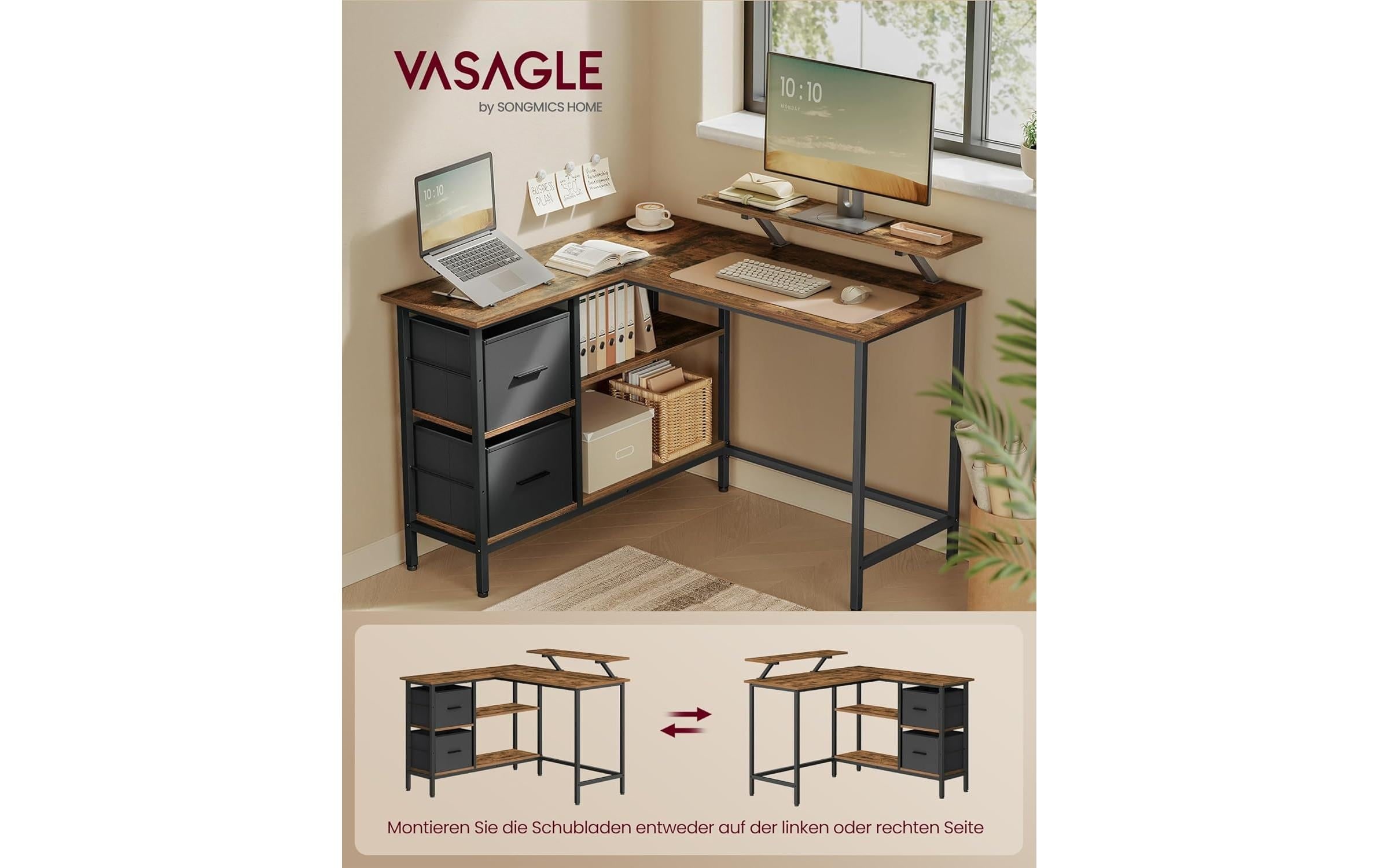 VASAGLE Bureau »in L-Form 115 x 105 x 89.5 cm«