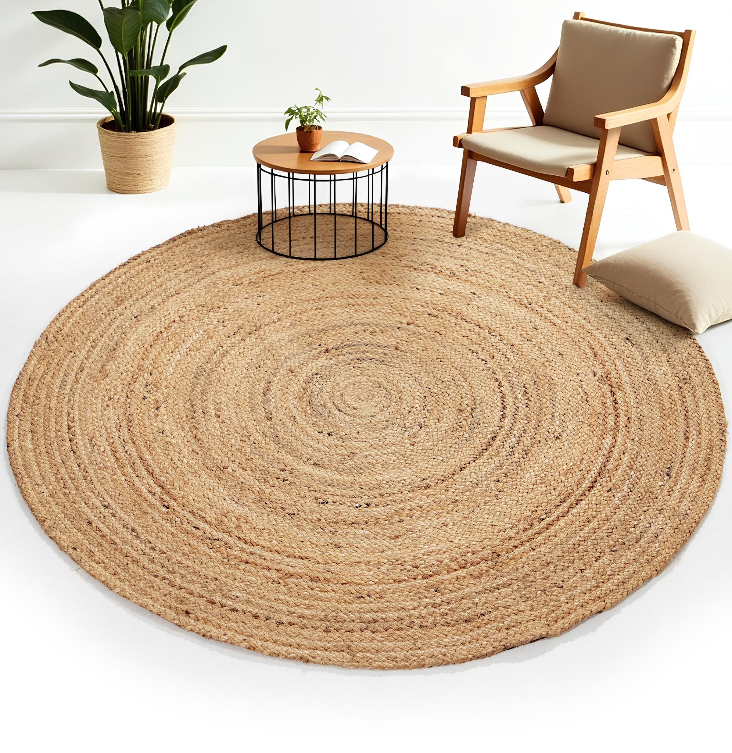 carpetfine Teppich »Nele Juteteppich Naturfaser«, rund, 6 mm Höhe, geflochtener Wendeteppich aus 100%Jute, in rund und oval, viele Grössen