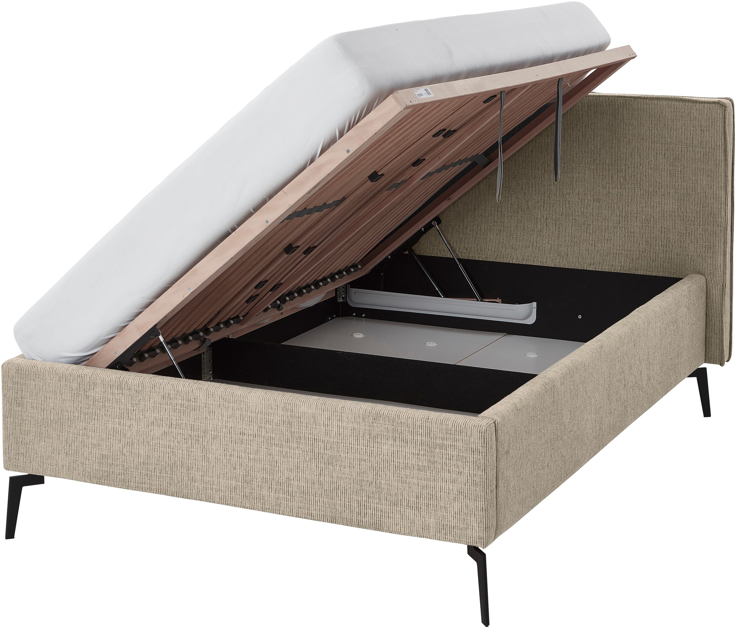 meise.möbel Polsterbett »Riva II«, mit schwarzen Metallfüssen, wahlweise mit Bettkasten