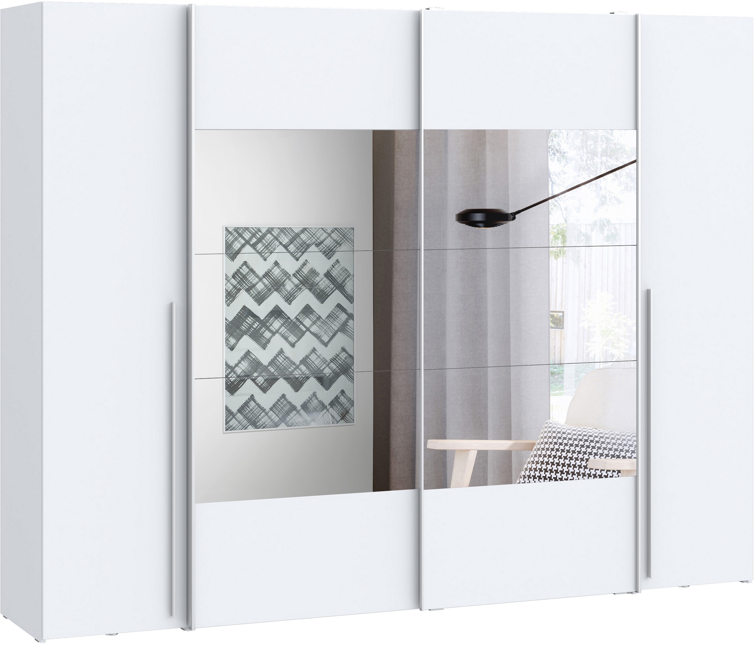 FORTE Kleiderschrank »Narago, Kombischrank mit Spiegel« B/H/T ca. 270/210/61cm,  Schwebetüren in Kombination mit Drehtüren, Made in Europe