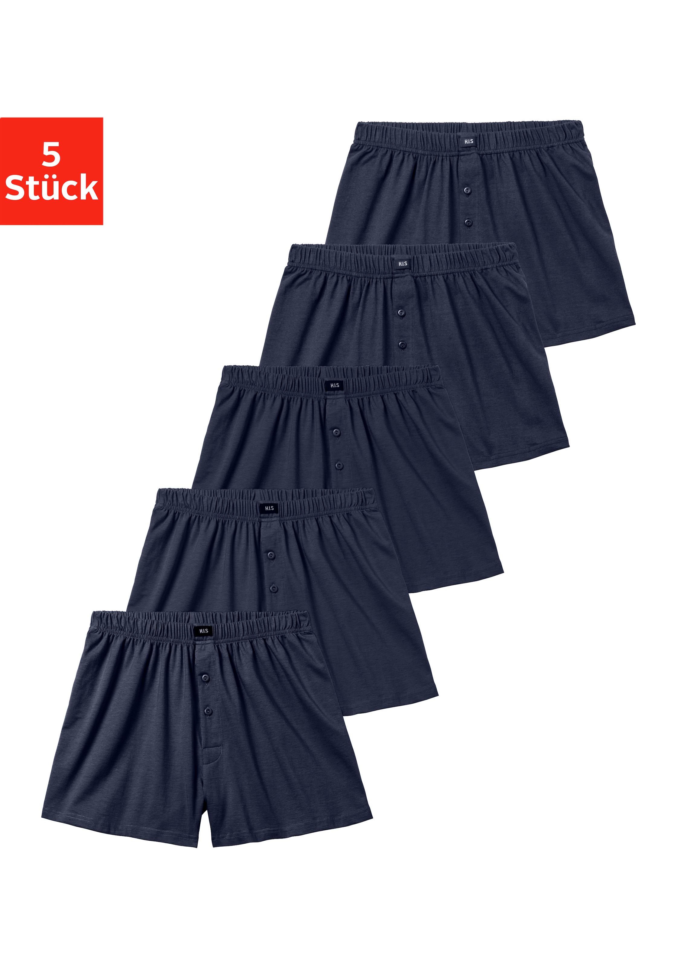 H.I.S Boxer ample »Herren Boxer« Packung, 5 cuis weite Passform, Komfortbund, aus Baumwoll-Stretch