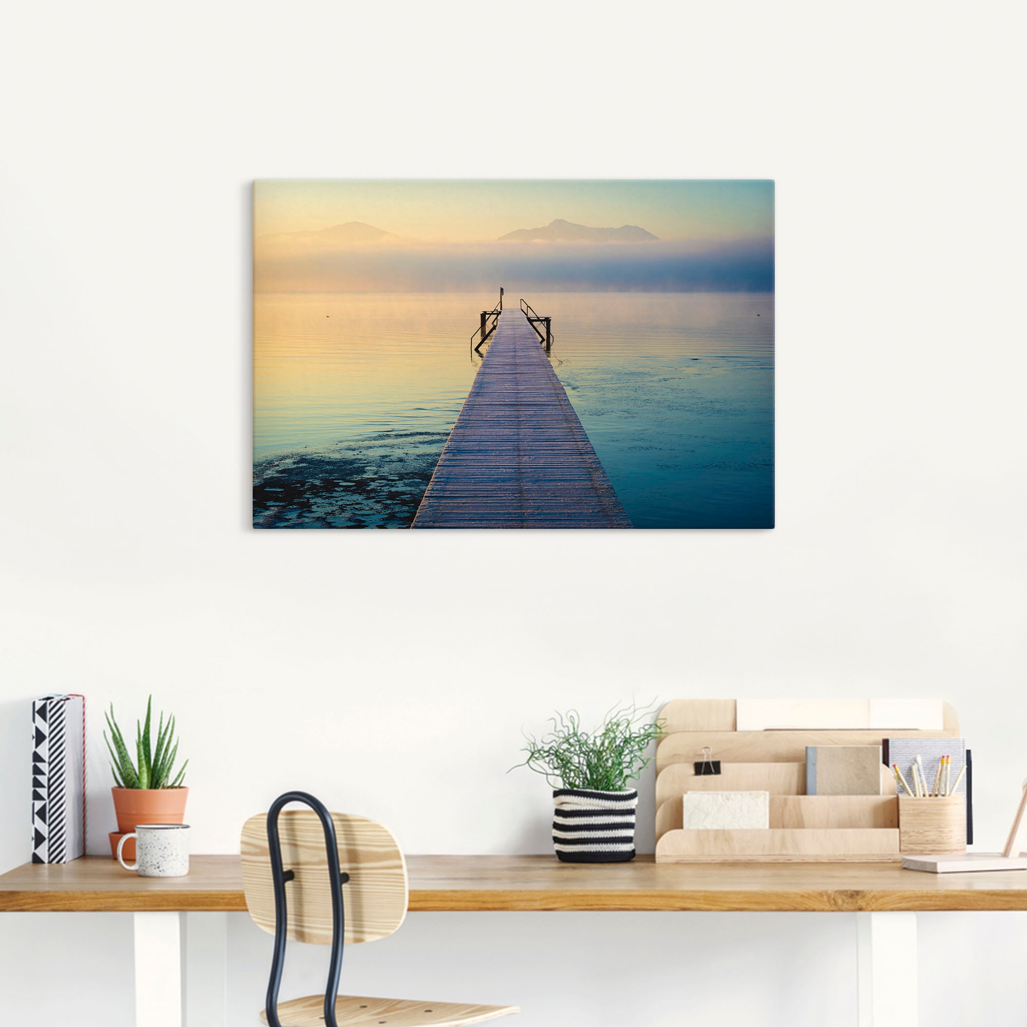 Artland Wandbild Grössen Leinwandbild, »Sonnenaufgang am Chiemsee«, Poster oder St.), als versch. in (1 kaufen Wandaufkleber Seebilder, Alubild
