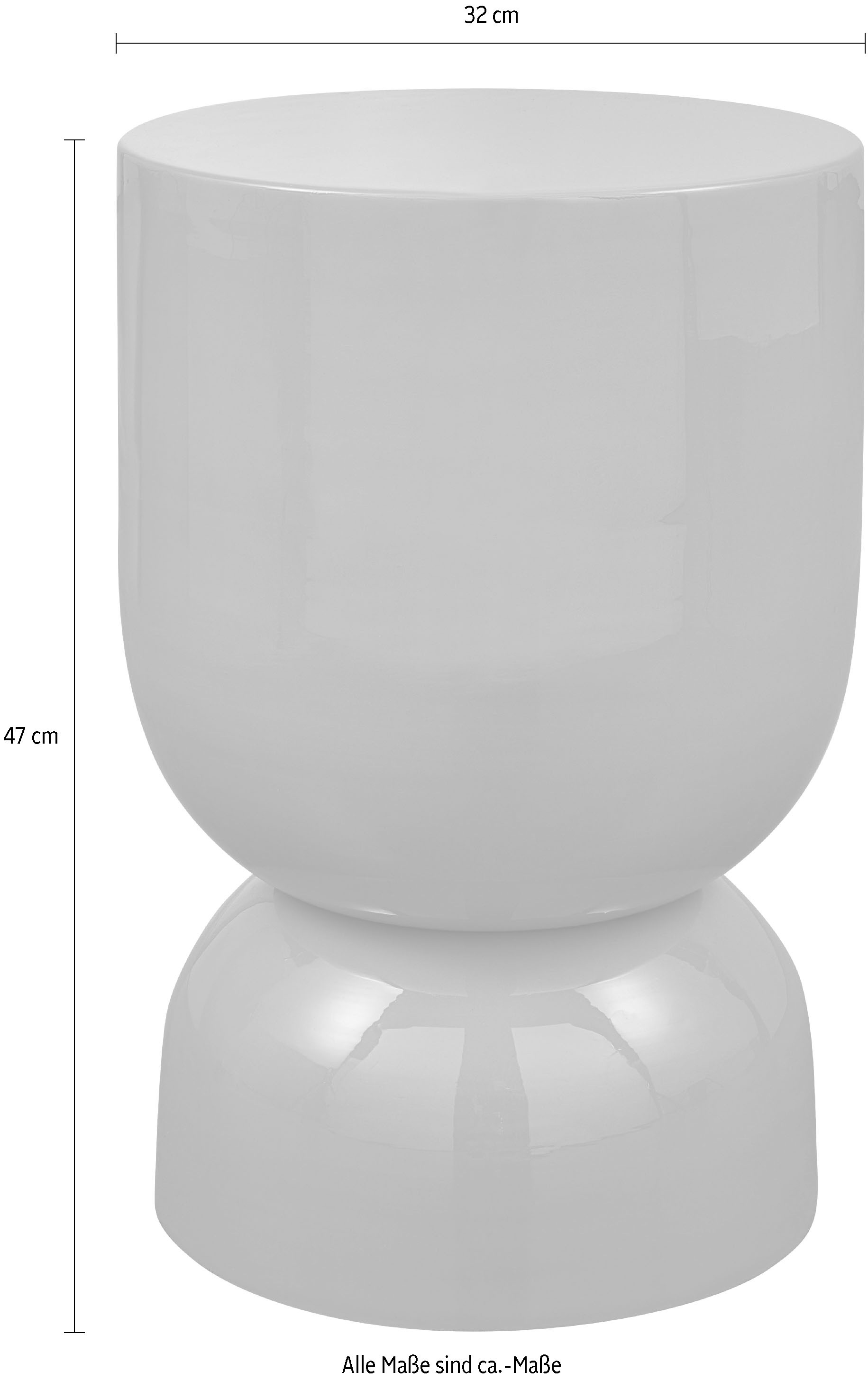 WOOOD Table d'appoint »Glanz Metall mit Hochglanz-Lackierung in spielerischer Form« H 47 x L 32 x P 32 cm, capacité de charge 25 kg, revêtement protecteur à vie