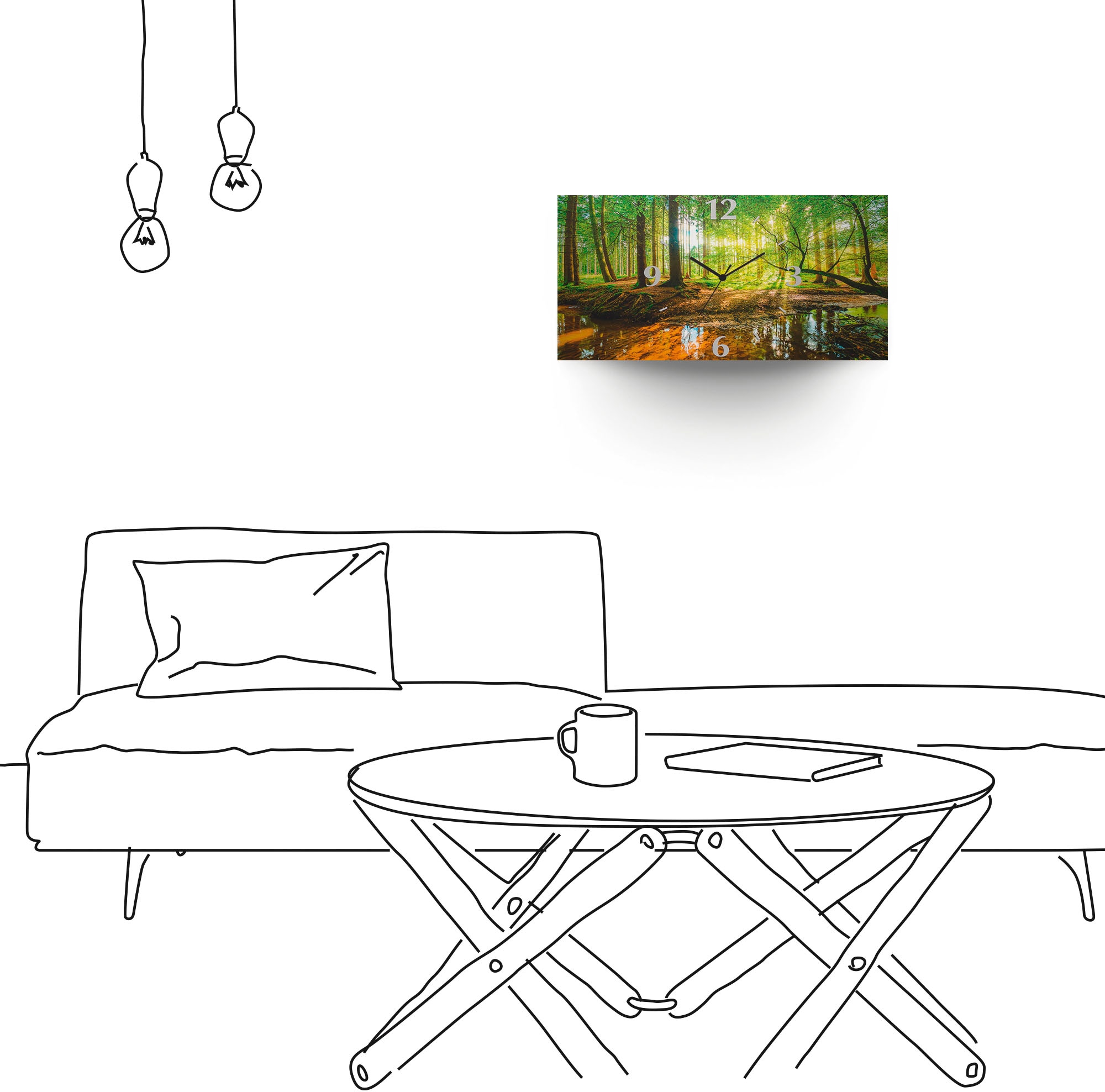 Artland Wanduhr »Wald mit Bach«, 3D Optik gebogen, mit Quarz- oder Funkuhrwerk, versch. Grössen