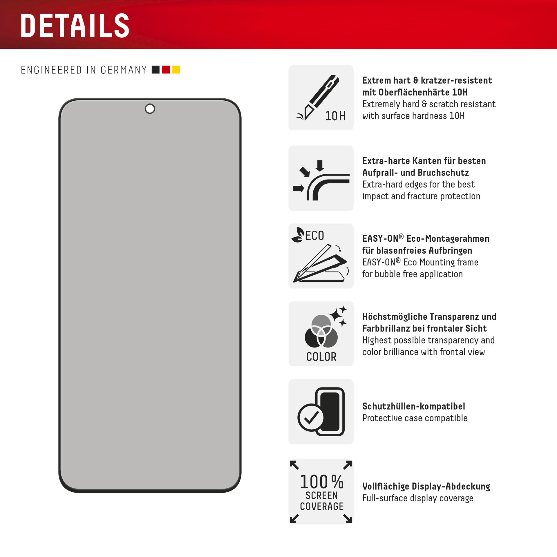 Displex Displayschutzglas »Privacy Glass Screen Protector« für Samsung Galaxy S24 FE;Samsung Galaxy S25 FE Blickschutzfolie, Schutzfolie, Bildschirmschutz, kratz- & stossfest