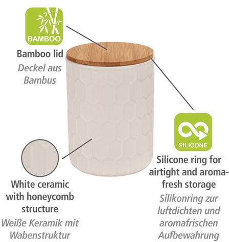 WENKO Vorratsdose »Maya«, (1 tlg.), FSC, Vorratsdose aus Keramik mit Bambus-Deckel