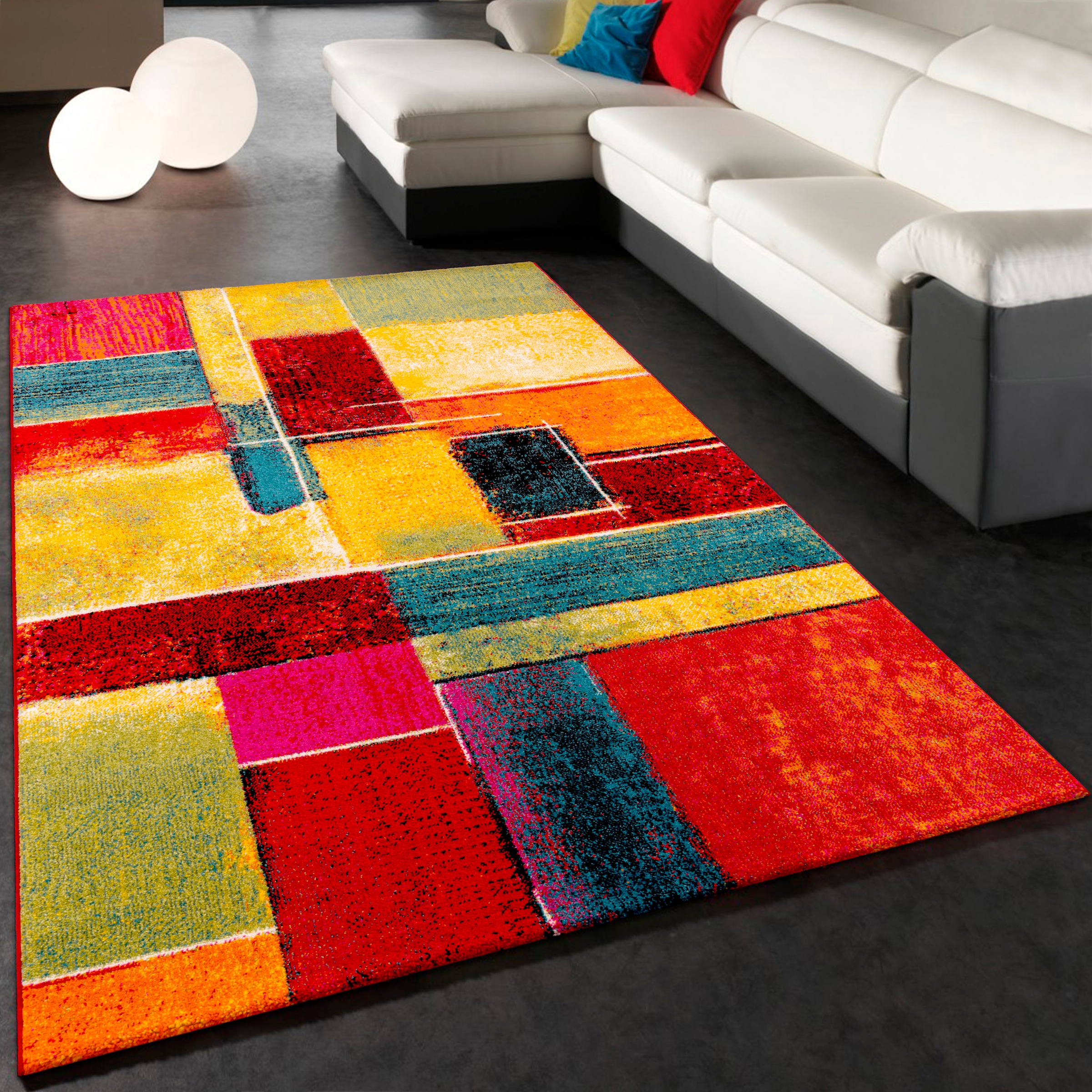 Paco Home Teppich »Canvas 783«, rechteckig, 16 mm Höhe, Kurzflor, modernes Patchwork Design