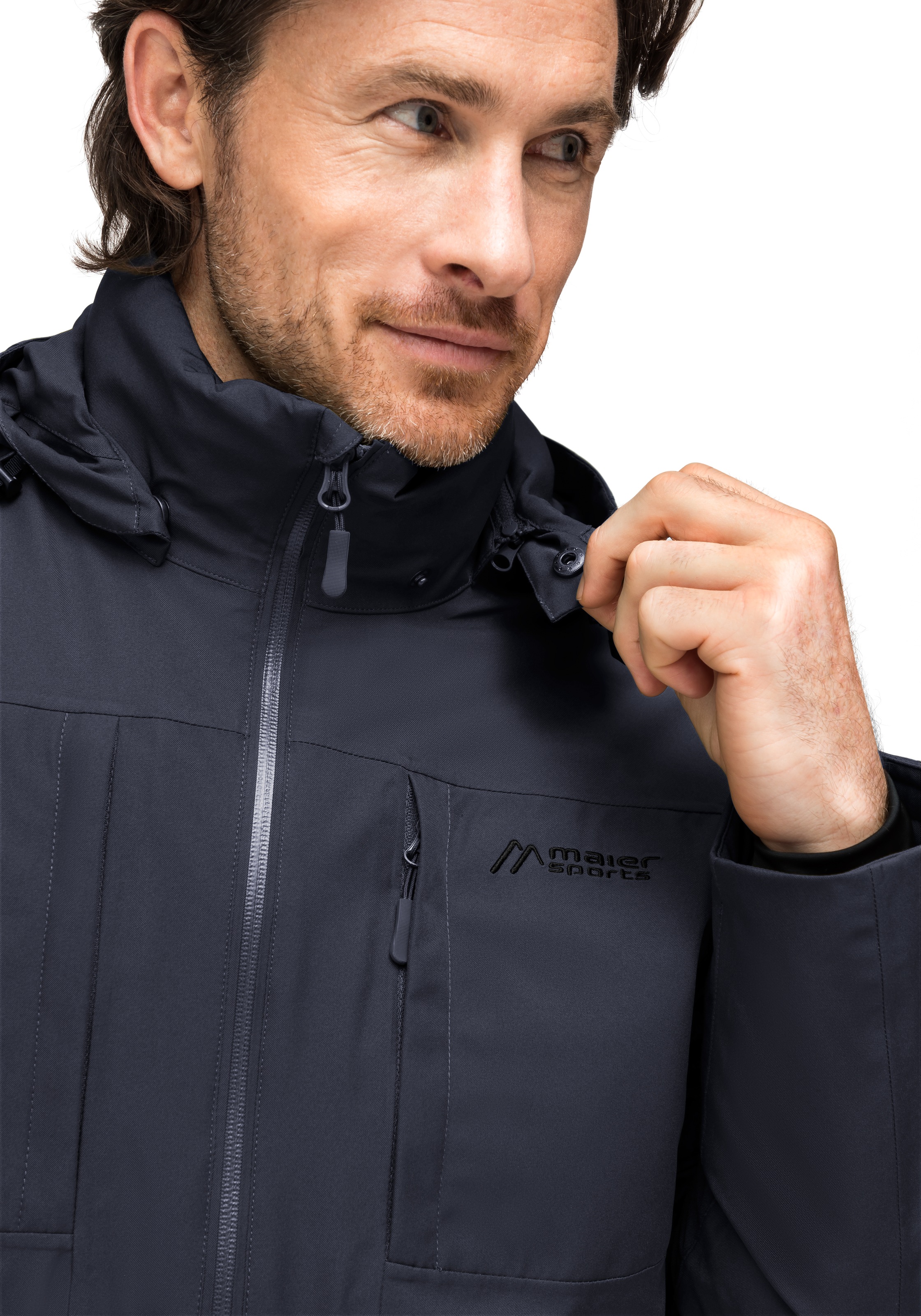 Maier Sports Funktionsjacke »Wambra M«, Outdoor-Funktionsjacke mit grosser Netztasche für die Kapuze