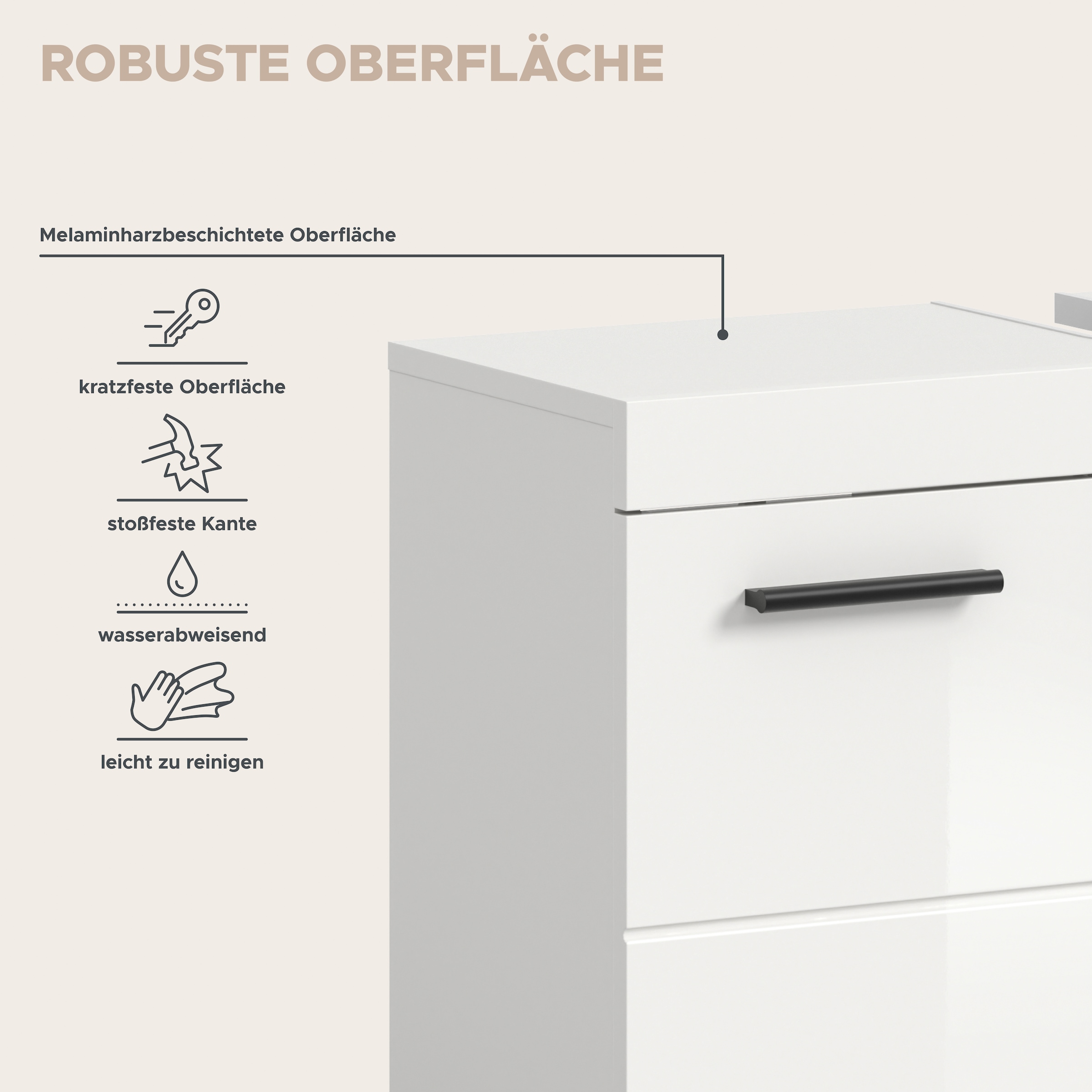 welltime Badmöbel-Set »AVON, Breite 82 cm, 2-teilige moderne Badkombination, auf Rollen« bestehend aus: Waschbeckenunterschrank & Spiegelschrank, 2 Stk. tlg.
