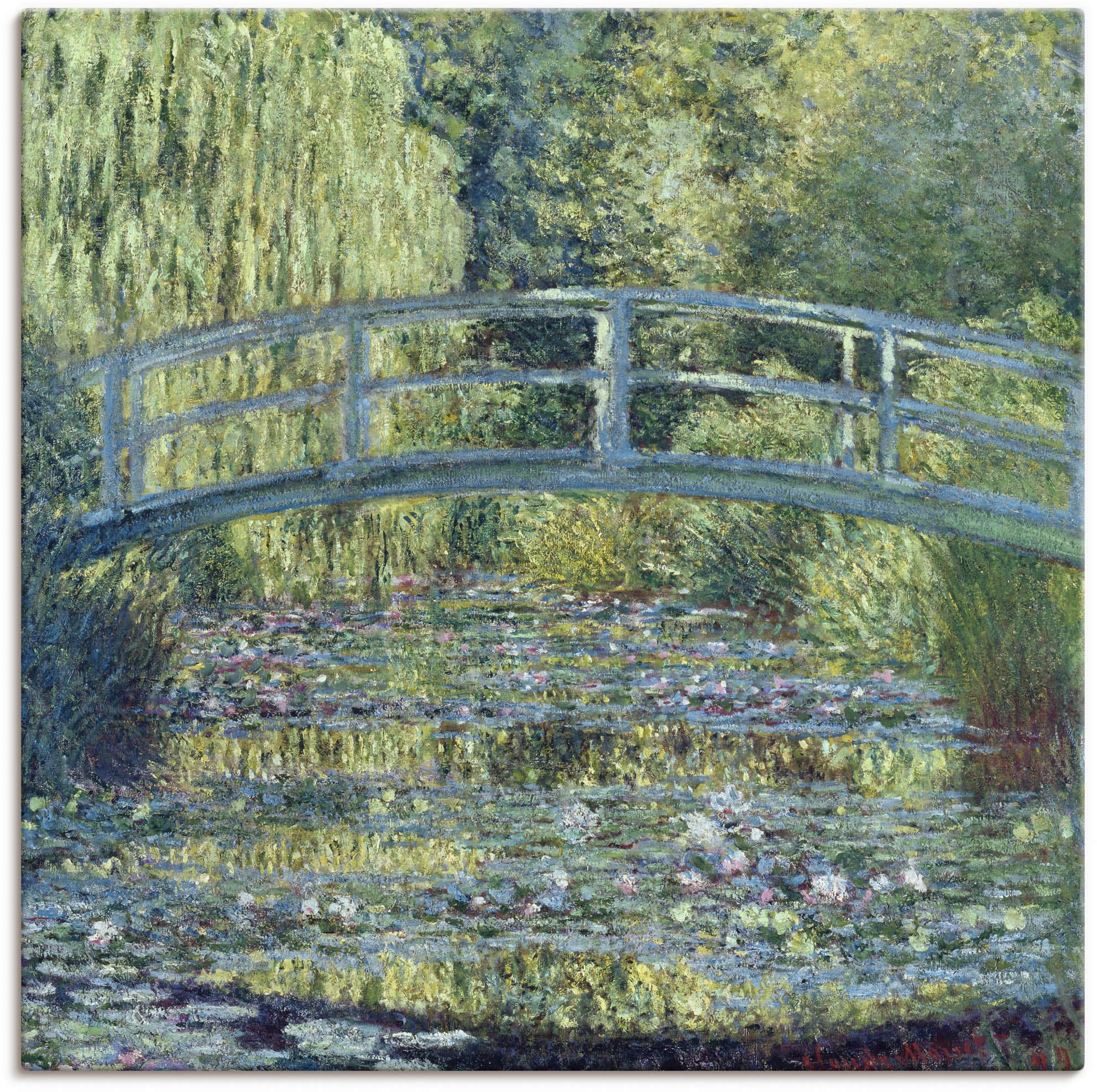 Image of Artland Leinwandbild "Der Seerosenteich, Harmonie in Grün" Gartenbilder 1 Stk. tlg. auf Holzrahmen gespannt