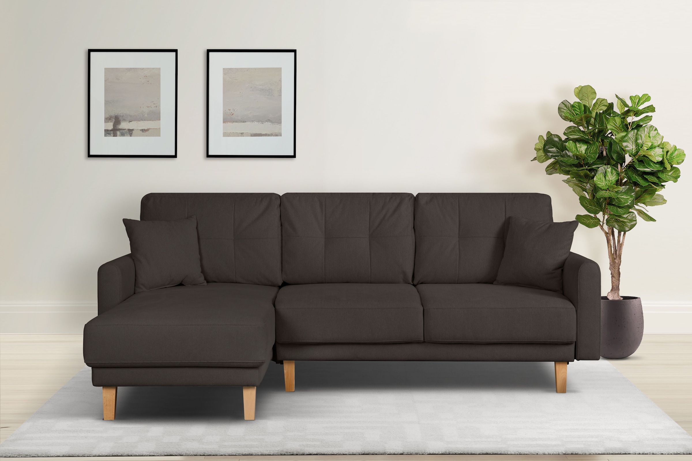 Home affaire Canapé d'angle »TRIPLO optionale Schlafsofa mit Bettkasten, Masse B/T/H: 234/164/89 cm« L-Form wahlweise mit Bettfunktion - Liegefläche 132x210 cm