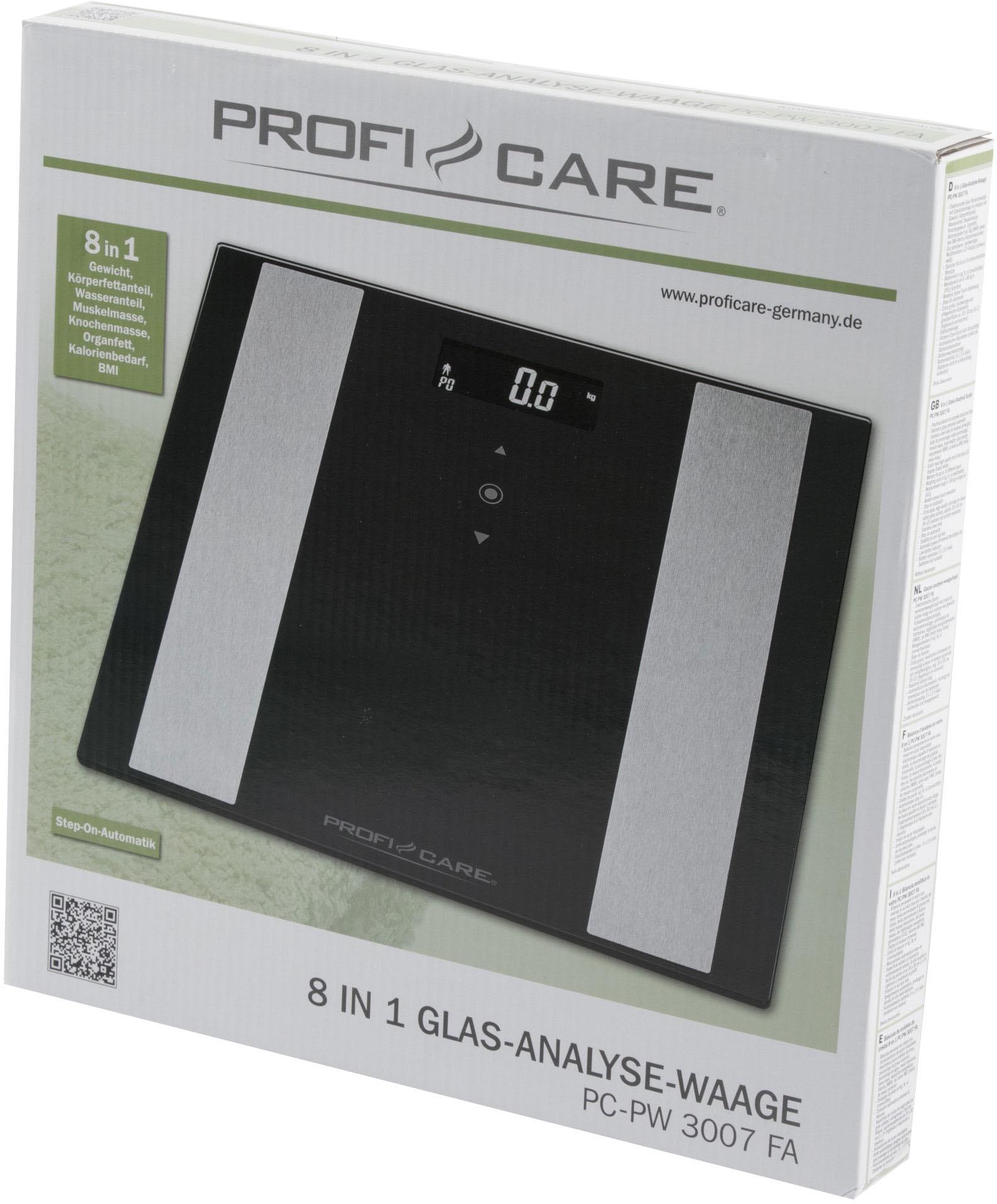 ProfiCare Körper-Analyse-Waage »PC-PW 3007 FA«, 8 in 1 Glas-Analyse-Waage in 2 Farben