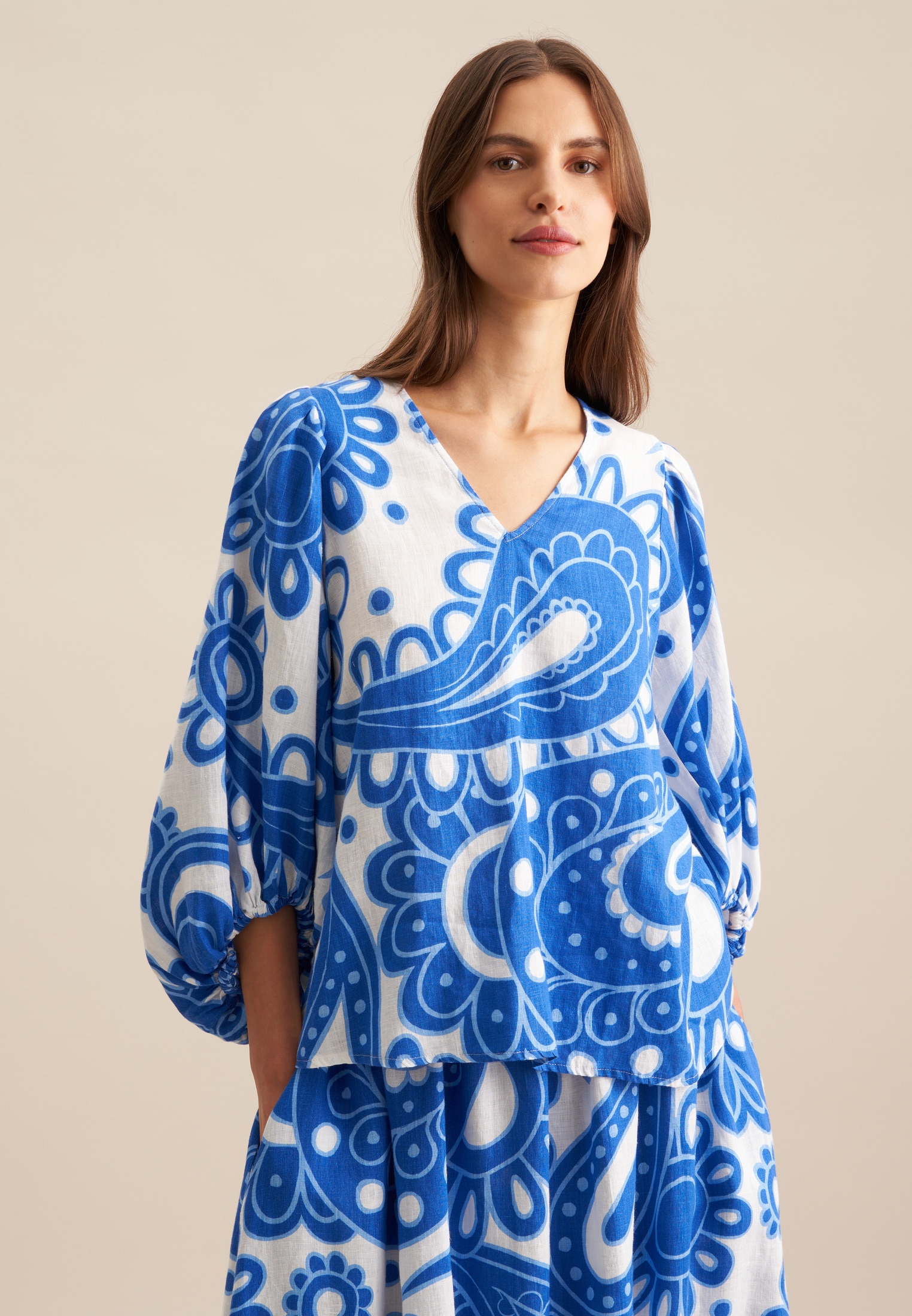 Image of seidensticker Shirtbluse "Schwarze Rose" 3/4 V-Neck Paisley