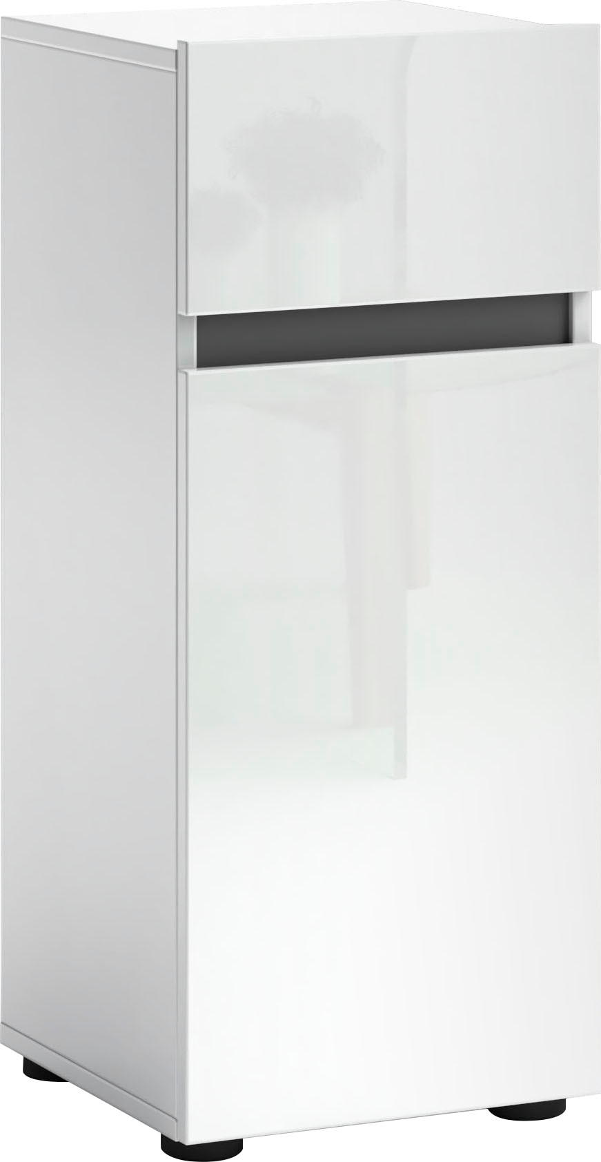 Image of welltime Stauraumschrank "MISTER, Bad-Schrank, Breite 34 cm, 1 Tür, 1 Schublade, 2 Fächer" Hochglanz lackiert, Soft-Close Funktion, Made in Italy