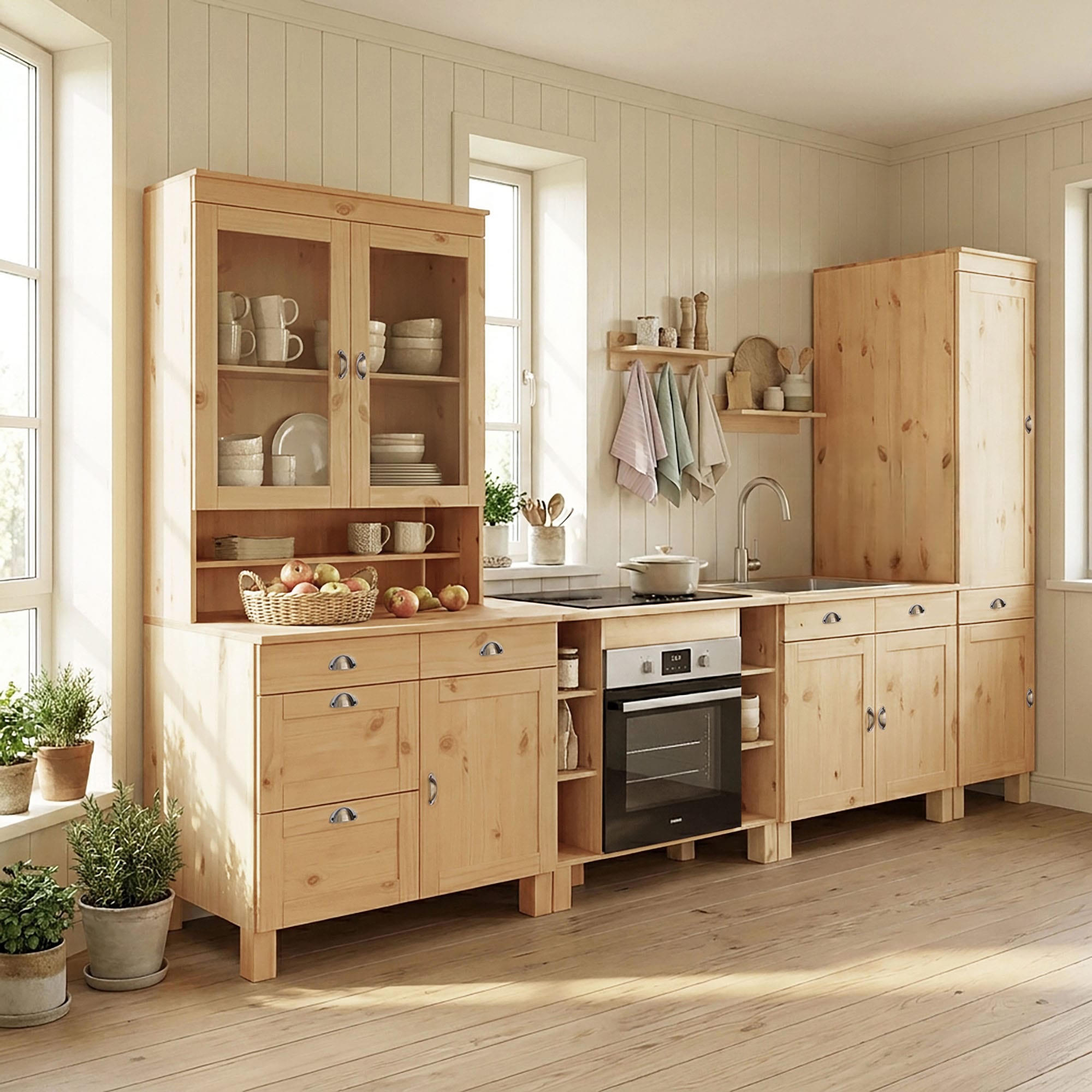 Home affaire Armoire encastrée pour cuisinière »Oslo« Largeur 100 cm, en 2 profondeurs, pin massif, avec plan de travail de 23 mm