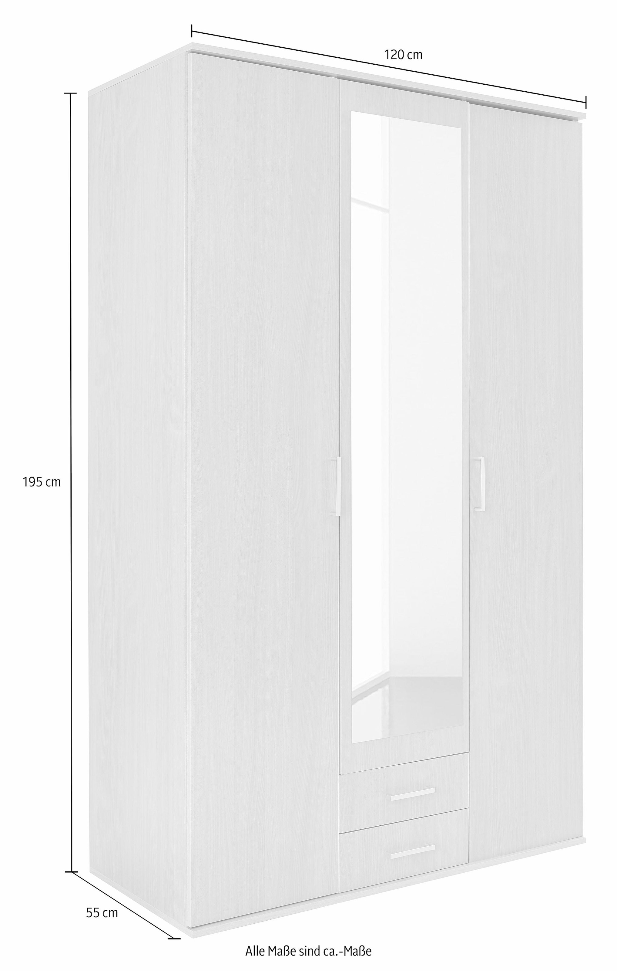 Schlafkontor Kleiderschrank »Karl Drehtürenschrank Schlafzimmerschrank mit Spiegel Garderobe« in 2 Breiten, mit zusätzlichen Einlegeböden TOPSELLER