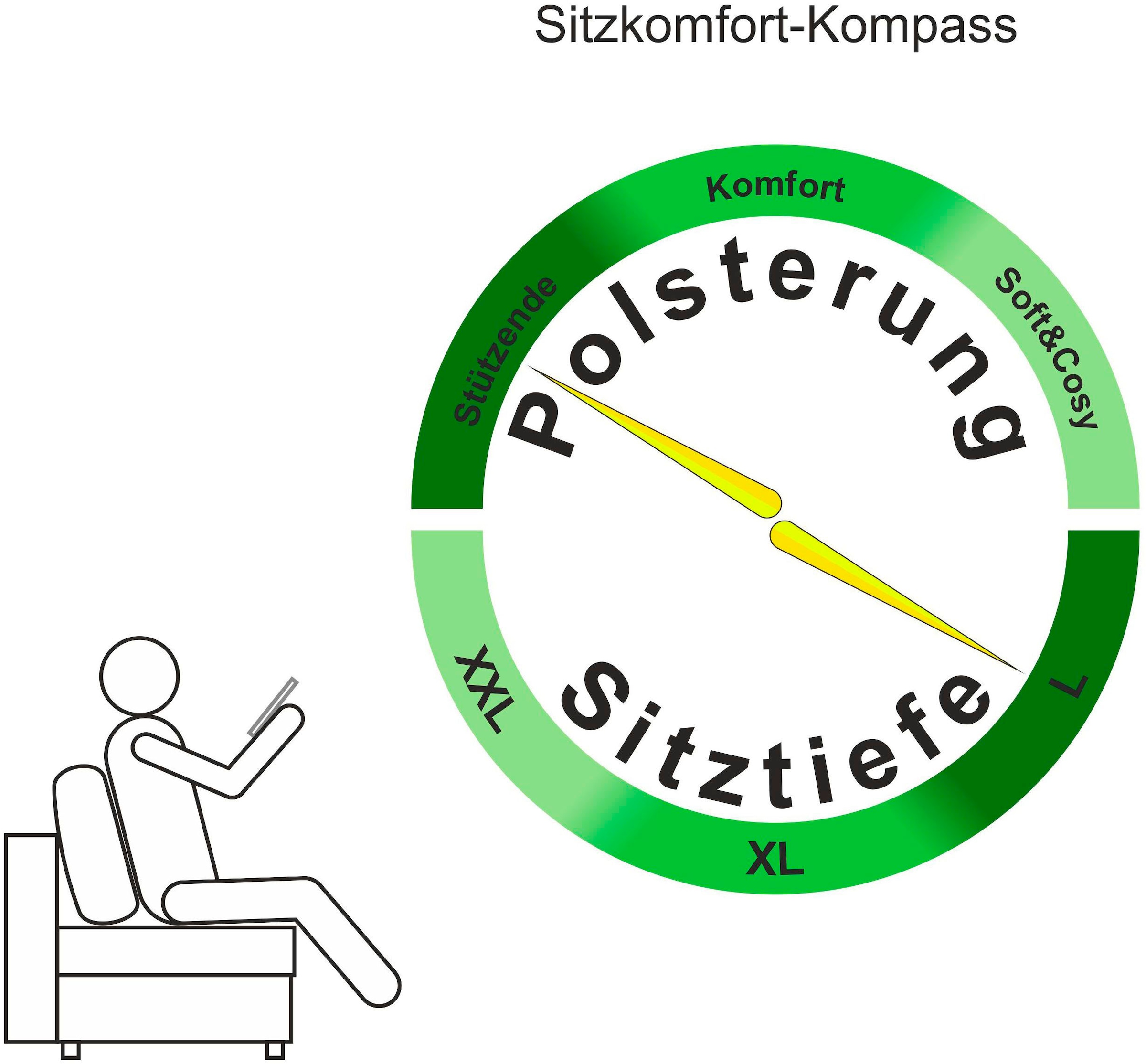 COLLECTION AB Schlafsofa »Maria, B: 191 cm, Liegefl. 143x190 cm« Schlaffunktion,Bettkasten,Bonnelfederkern,Moderne Armlehnen aus Metall