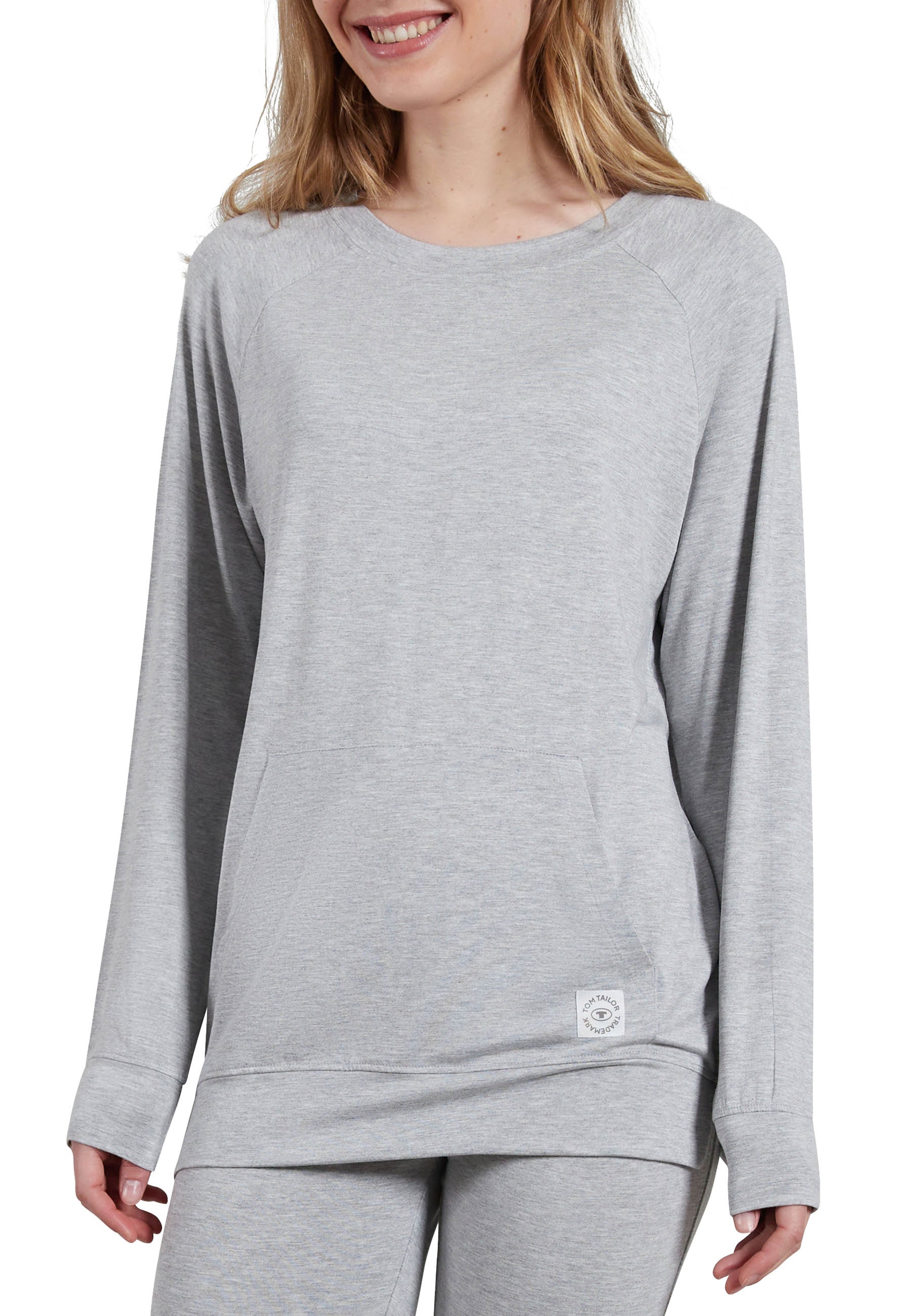 Image of TOM TAILOR Sweatshirt "Manila", mit Bauchtasche, Rundhalsausschnitt, Langarm, kühlend, Viskosemix