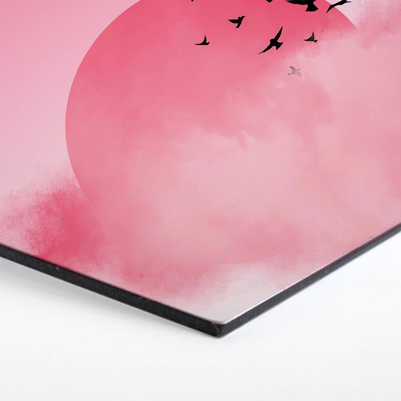 versandkostenfrei Wall-Art Sonnenuntergang bestellen ♕ St.) (1 Pink«, »Vogel Metallbild
