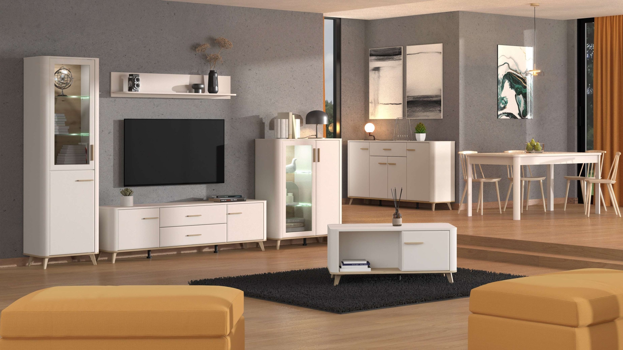 Home affaire Sideboard »Darwen Kombikommode, Sideboard, Schubladenkommode« Abgerundete Kanten, matte Kaschmir-Oberflächen, Masse: 179,5x40x90,5 cm