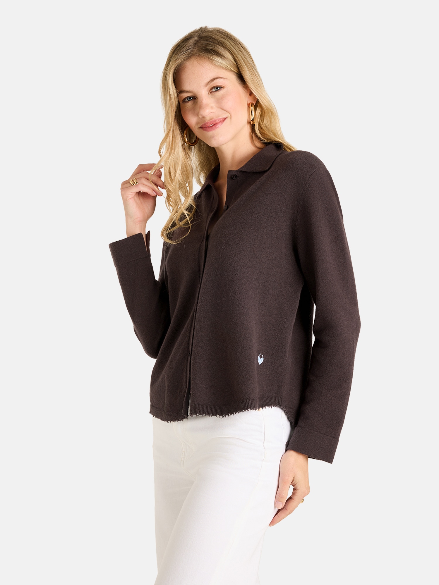 Image of Lieblingsstück Strickpullover "MikelaL" mit Knopfleiste und gesticktem Detail
