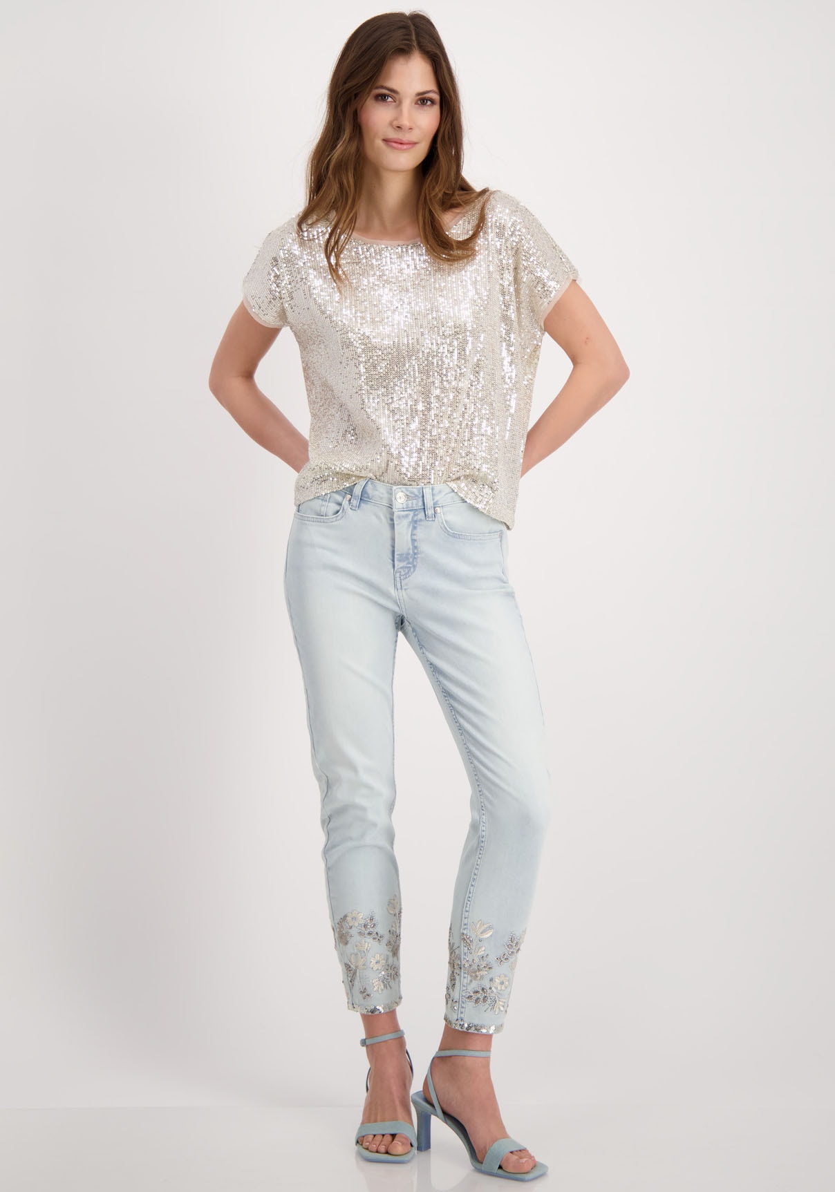 Monari Slim-fit-Jeans, mit Stickerei