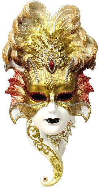 Image of Casa Collection by Jänig Wanddekoobjekt »Elegante Maske mit Federn weiss/rot, B/H 15,5/28,5 cm«, (1 St.) bei Ackermann Versand Schweiz