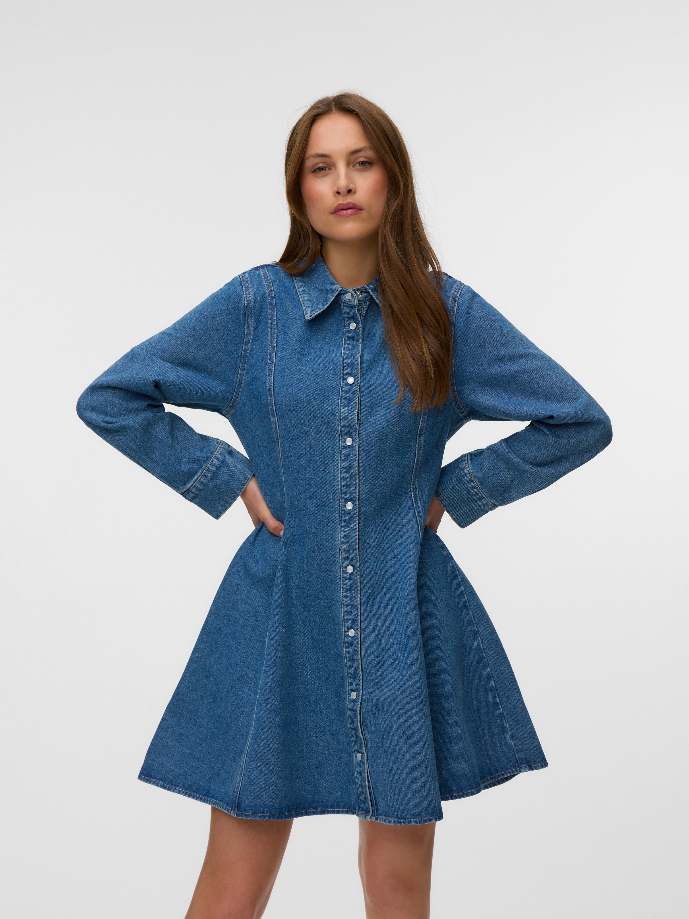 Image of Vero Moda Jeanskleid "VMJESSIE LS SHORT DENIM DRESS NOOS" Baumwollmischung