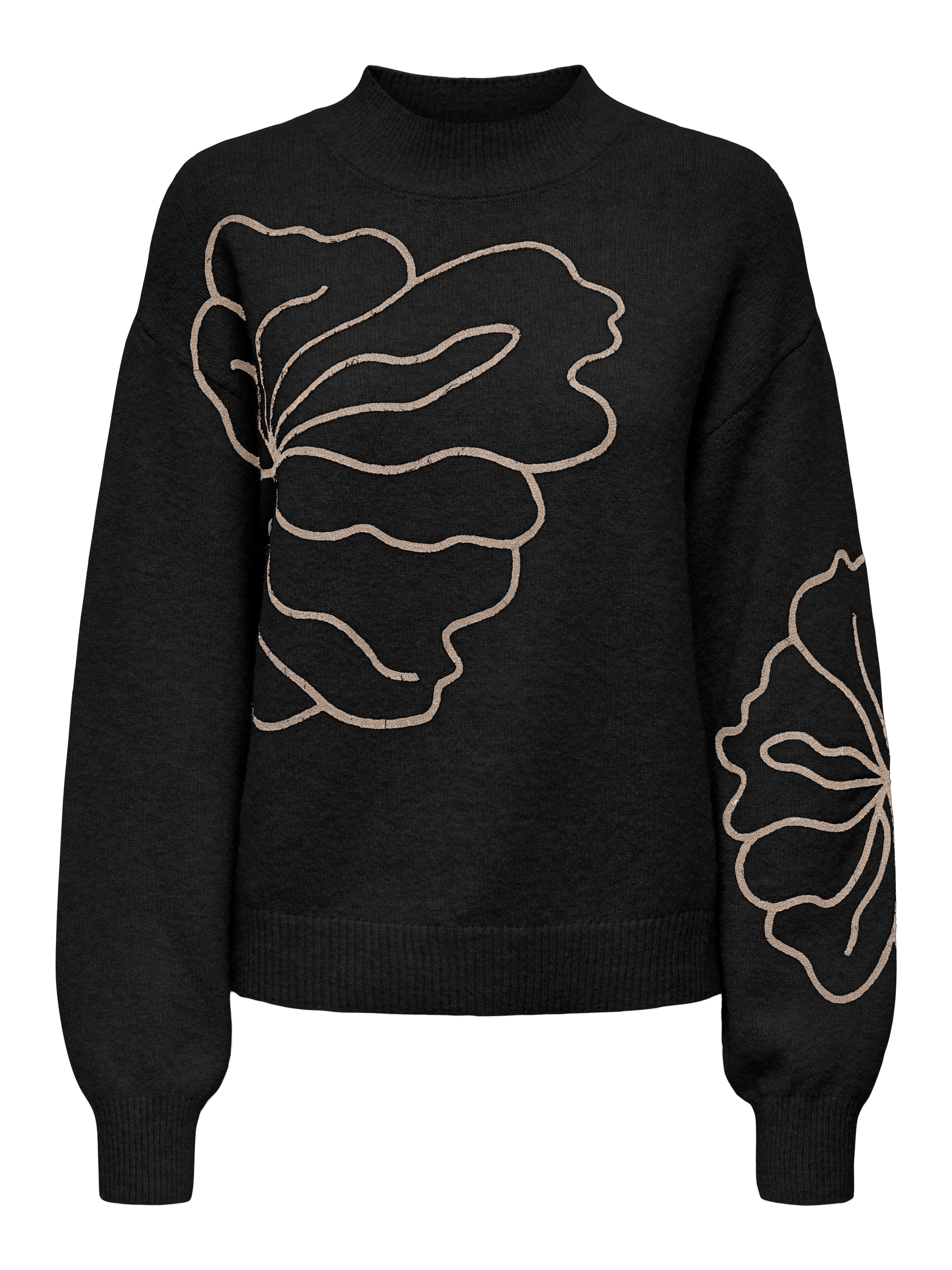 Image of JDY Strickpullover "JDYJELLA L/S FLOWER PULLOVER KNT NOOS" Materialmix, regular fit