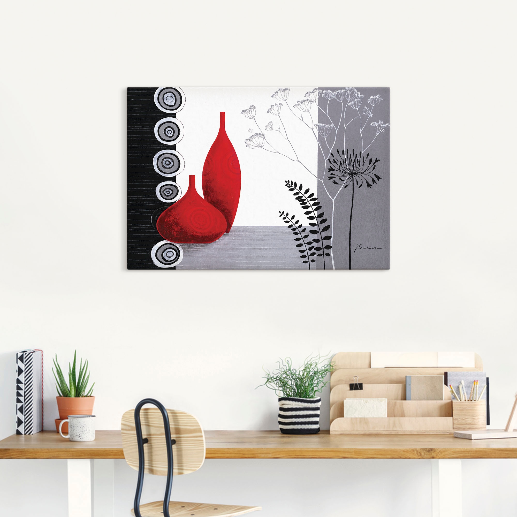 Artland Wandbild »Rote Vasen«, Vasen & Töpfe, (1 St.), als Leinwandbild, Poster in verschied. Grössen