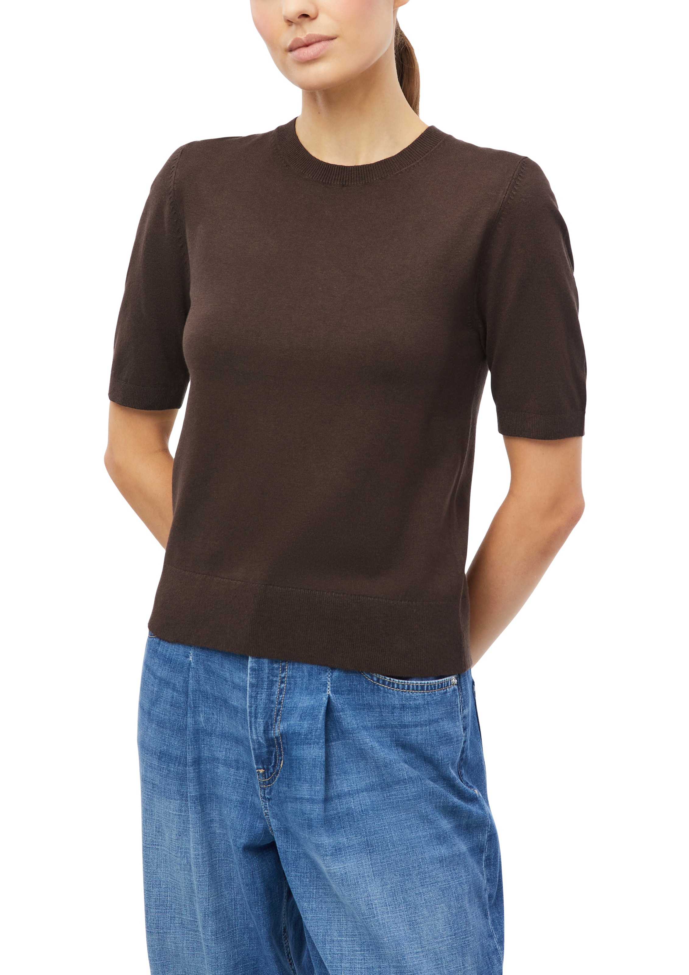 Image of s.Oliver Rundhalspullover Halbarm Sommer-Strickpullover aus Viskose