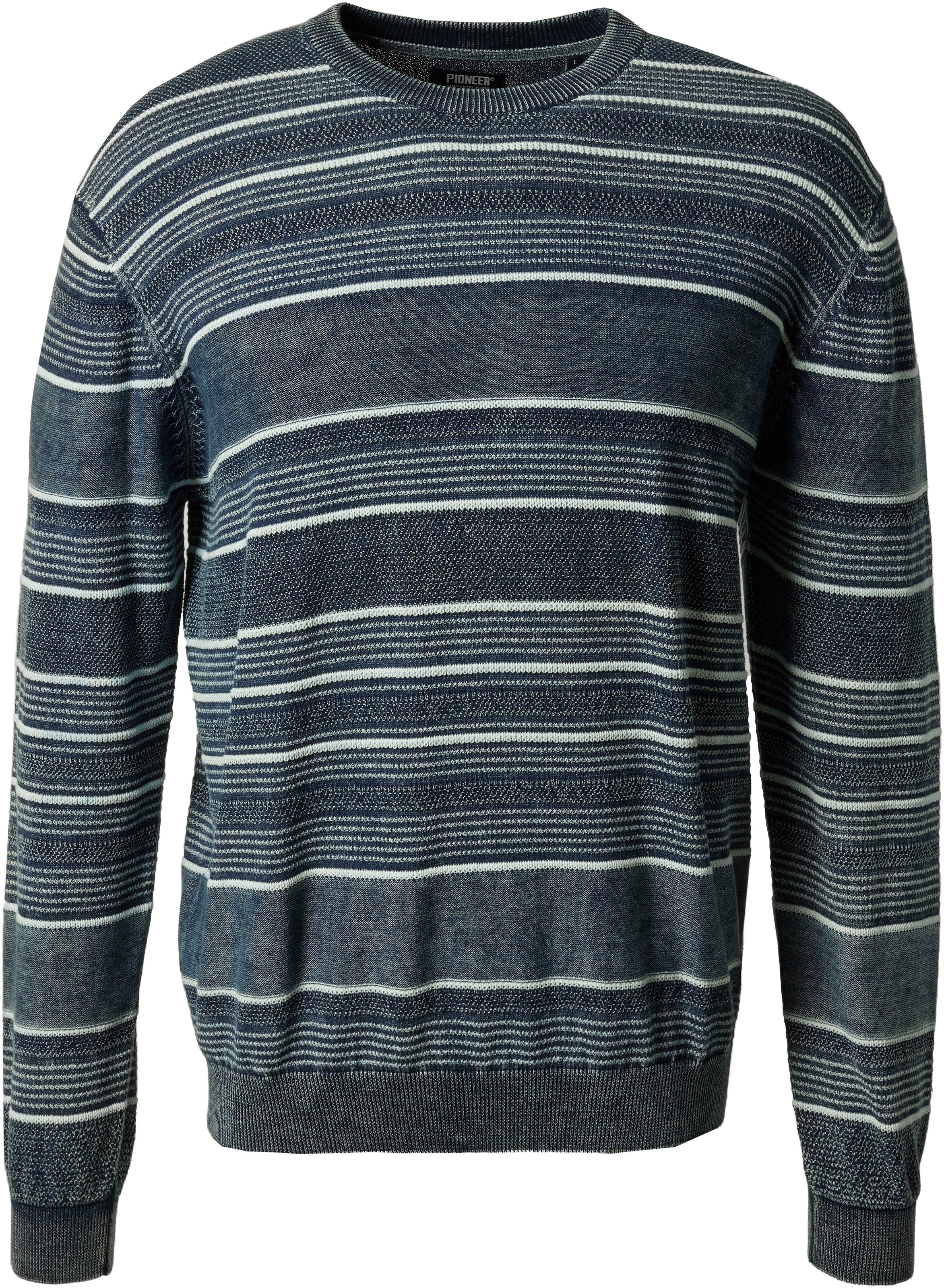 Image of Pioneer Authentic Jeans Rundhalspullover in melierter Ringeloptik