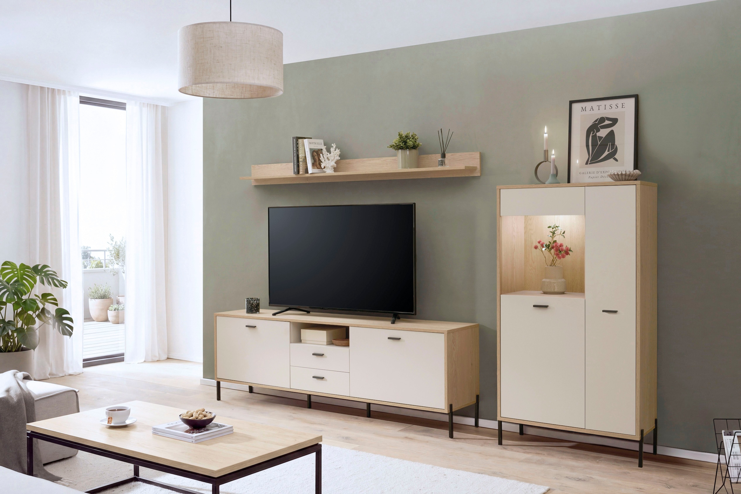 Home affaire Wohnwand »Fredericia, moderne Anbauwand, Komplettset in Kaschmir« Set, 3 Stk. tlg.