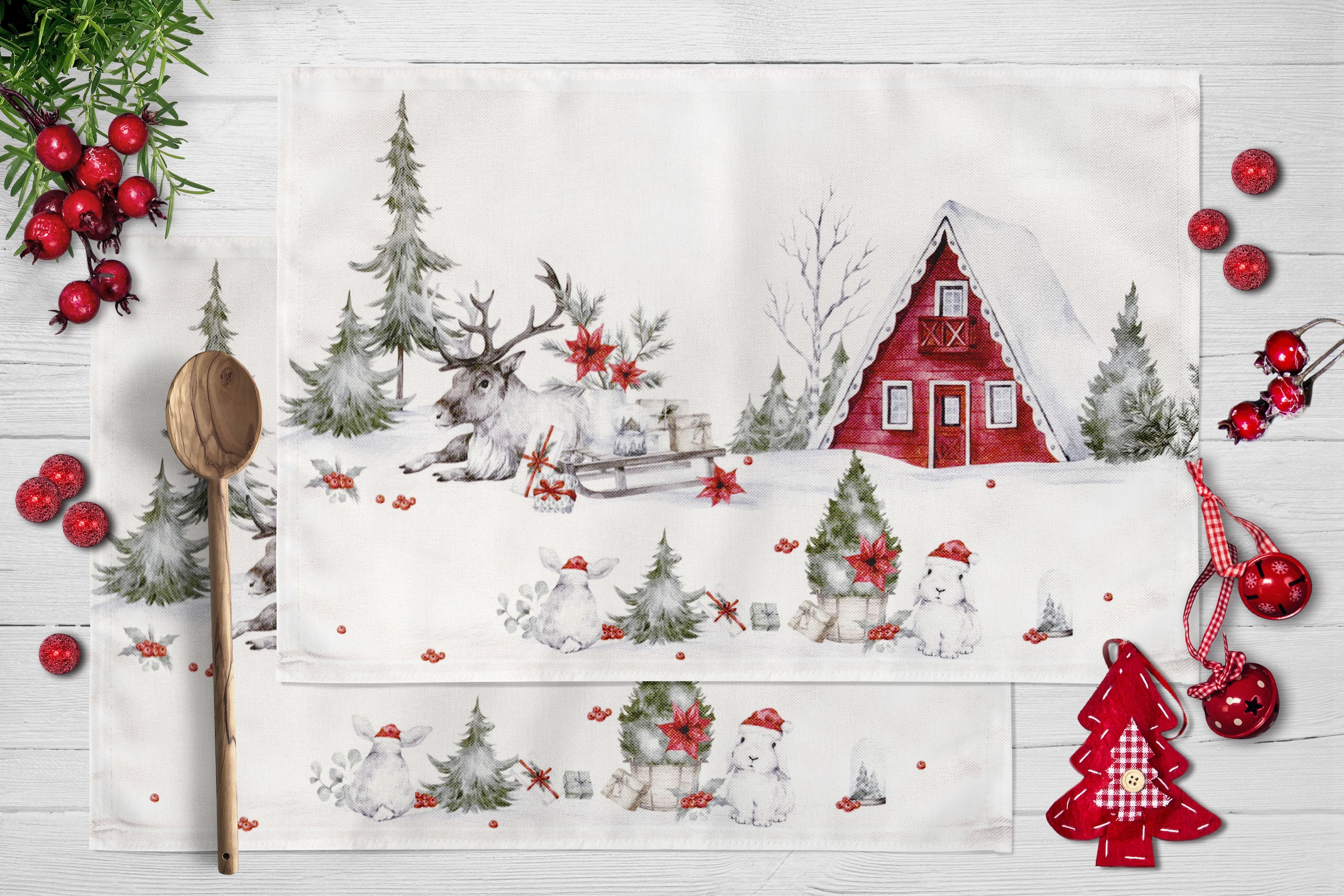 my home Platzset »Lealux« 2er Set, Weihnachtlich, bedruckt, weiche Haptik, 45x30