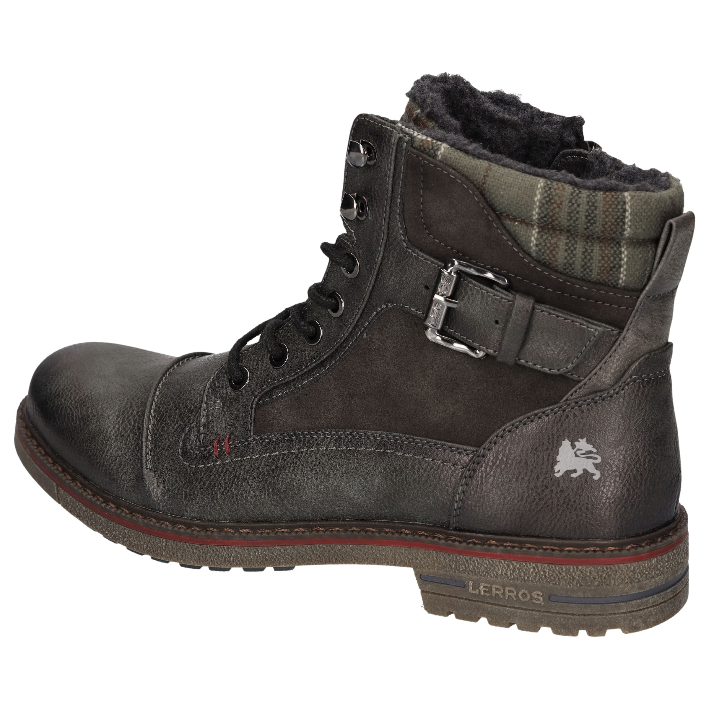 LERROS Winterboots  Workerboots, Schnürboots mit gepolstertem Karo-Schaftrand