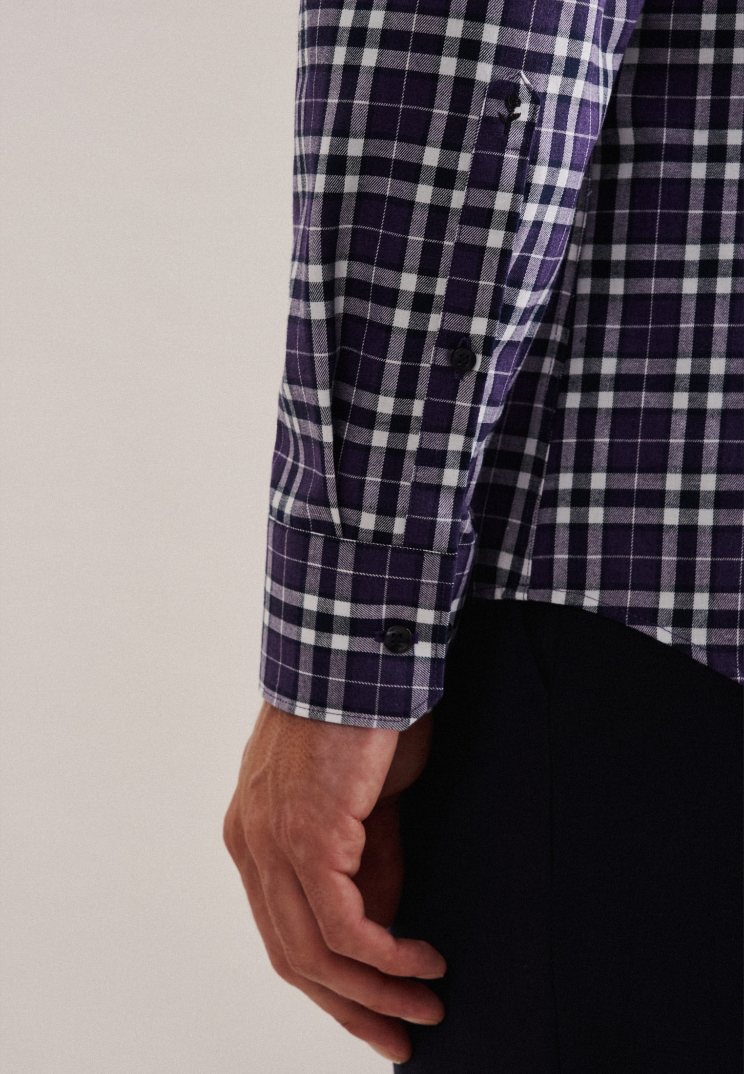 seidensticker Flanellhemd »Slim«, Slim Langarm Button-Down-Kragen Karo