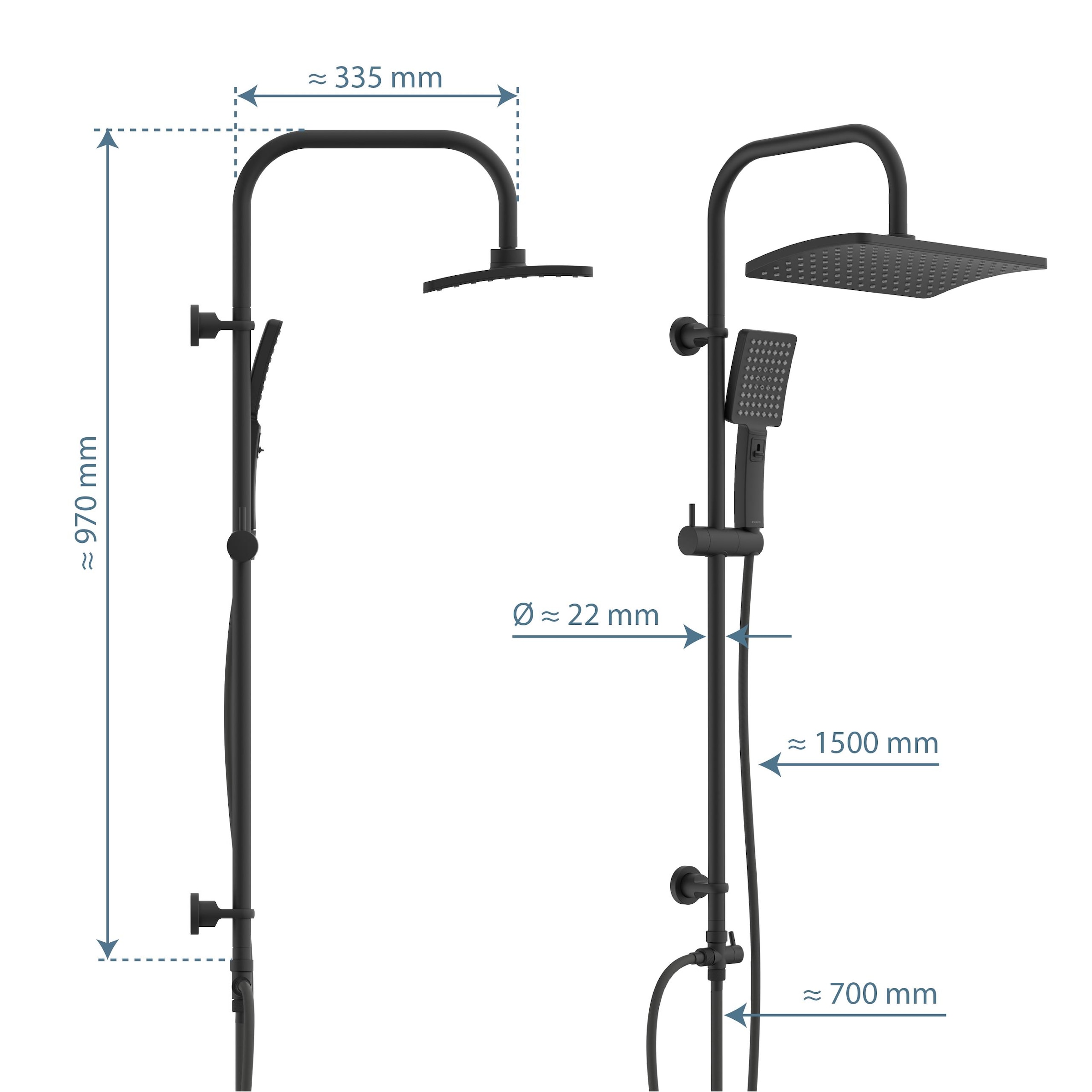 Schütte Garniture de douche »Mallorca« Duschsystem mit Kopfbrause und Handbrause