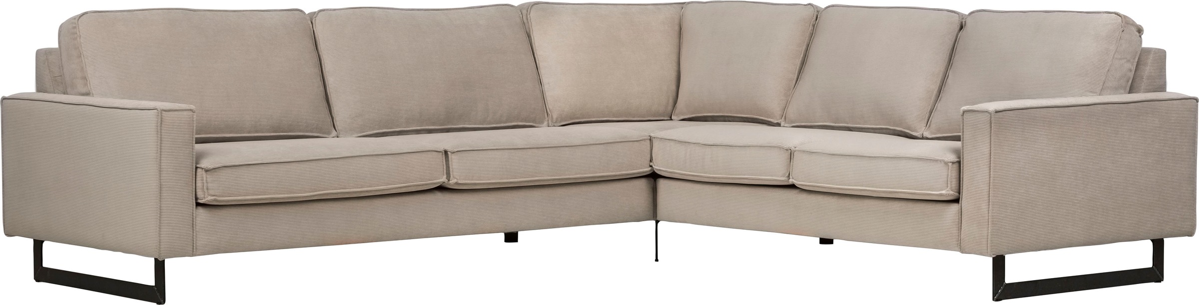 Home affaire Canapé d'angle »Pinto, XXL, 250/290 cm, langer Schenkel, Ottomane« Cord, Chenille, Lederoptik, mit Keder, Metallfüsse, Wellenunterfederung