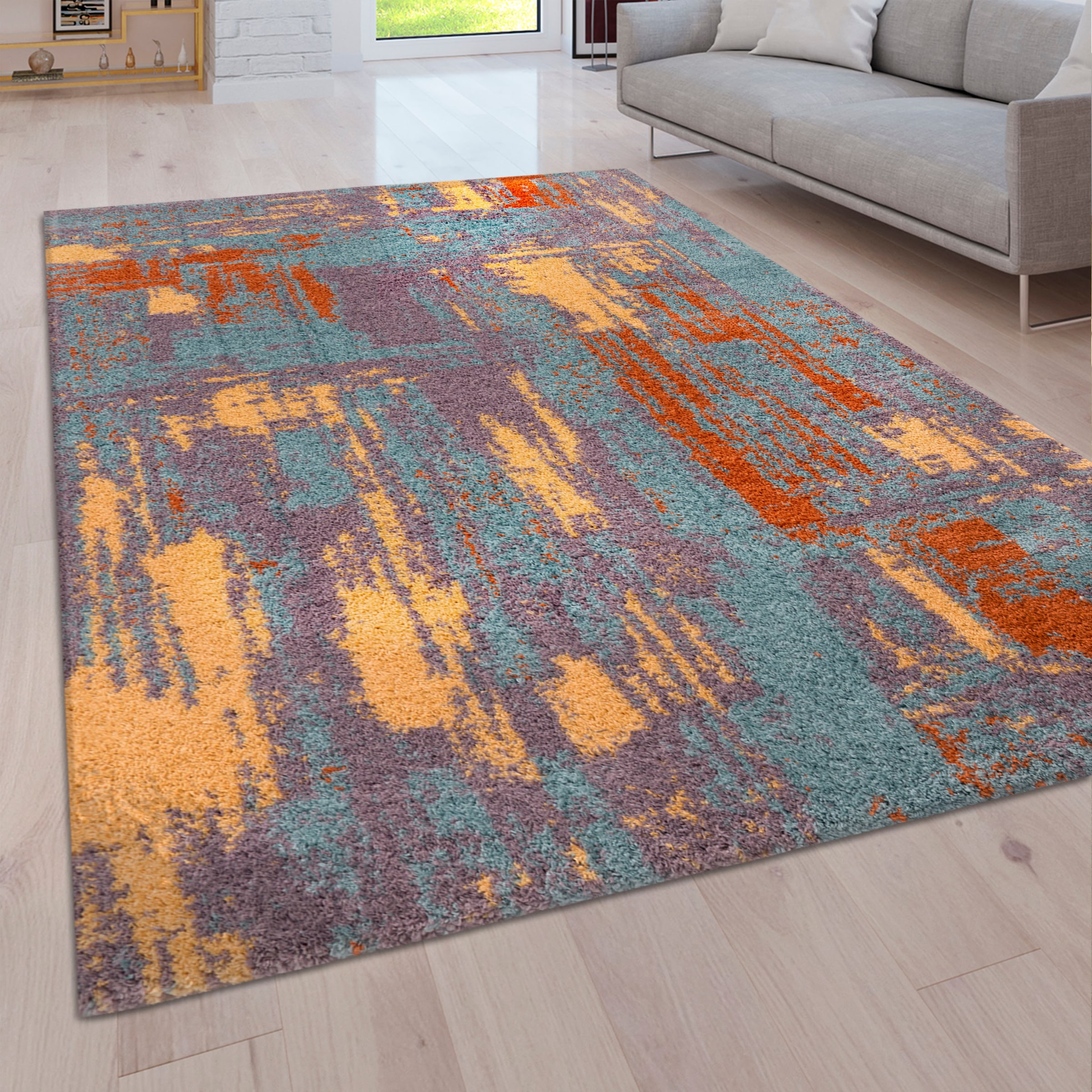 Paco Home Hochflor-Teppich »Padua 621«, rechteckig, 34 mm Höhe, Kurzflor, modernes Design, sehr weicher Flor