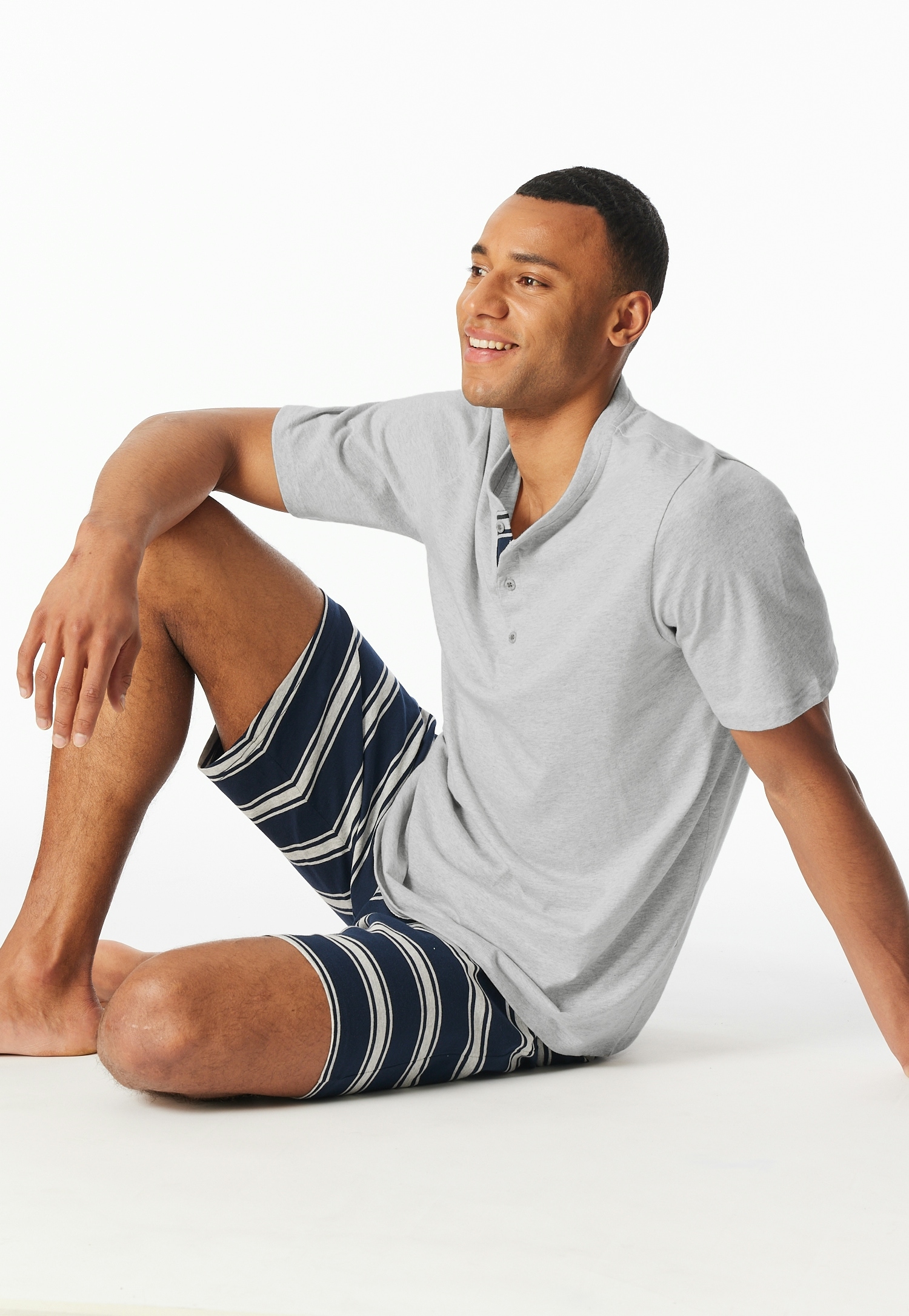 Schiesser Shorty »"Casual Nightwear"«, (2 tlg.), Shirt mit funktionaler Knopfleiste