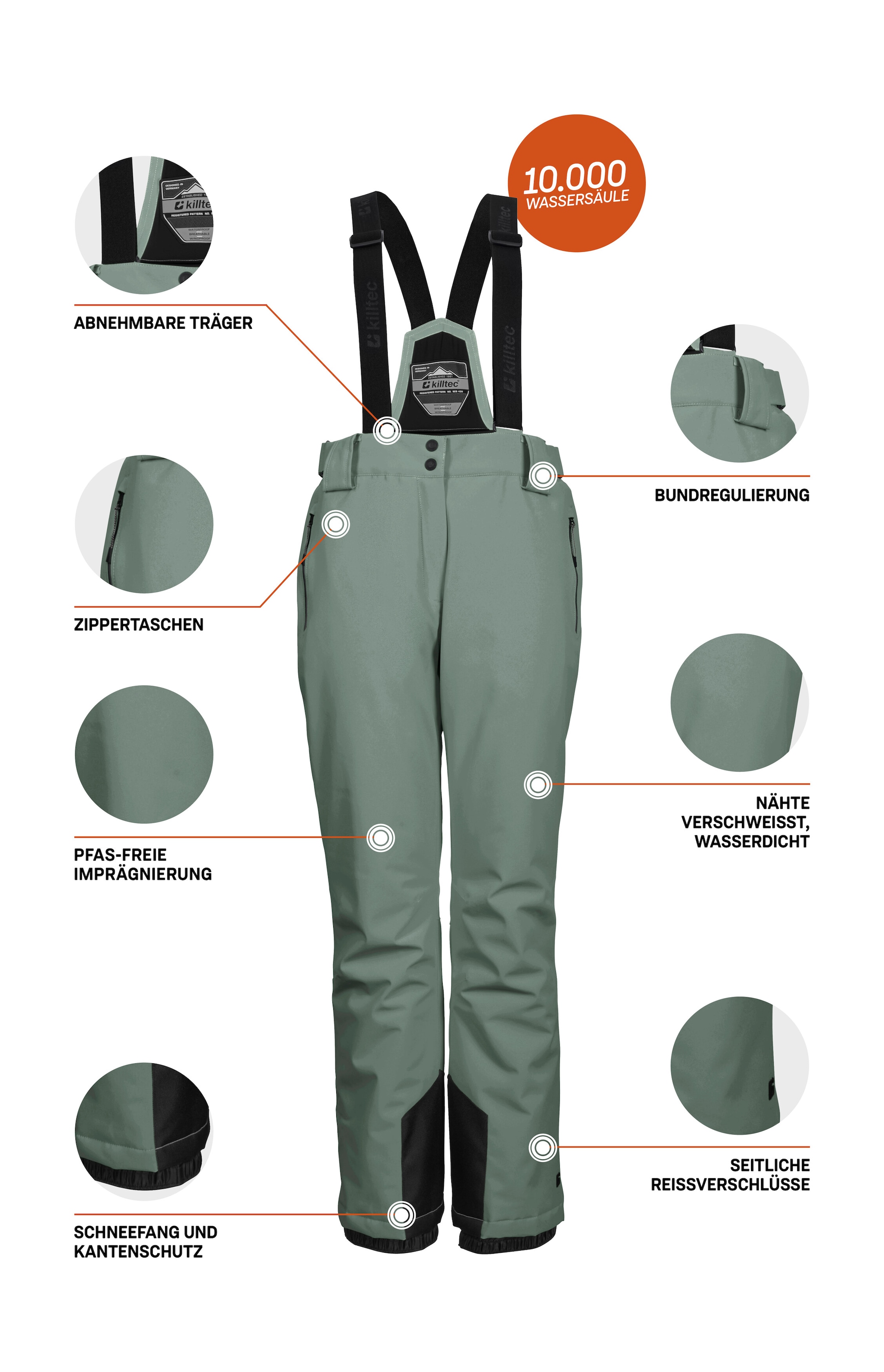 Killtec Pantalon de ski »KSW 249 WMN SKI PNTS«  Résistant au vent et à l'eau, réglable, imprégnation Teflon EcoElite™
