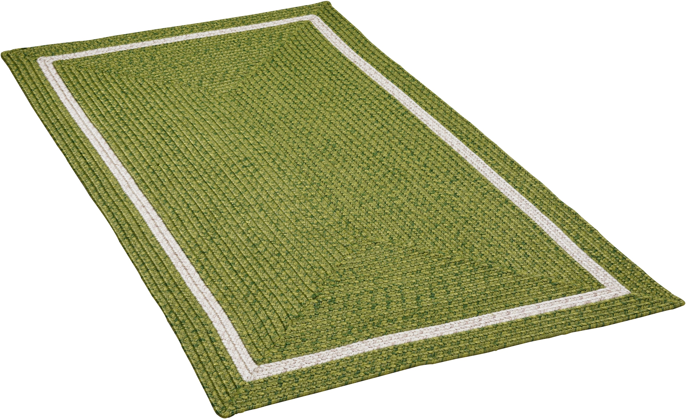 Image of Gino Falcone Teppich "Benito" rechteckig 6 mm Höhe Flachgewebe, Uni Farben, mit Bordüre, In- und Outdoor geeignet
