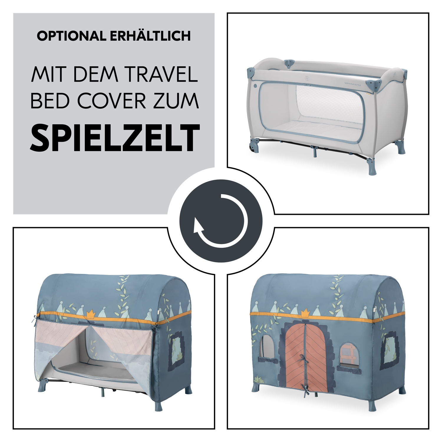 Hauck Lit de voyage pour bébé »Sleep N Play Go Plus, Dusty  Blue« mit integrierten Rädern; Vorderausstieg