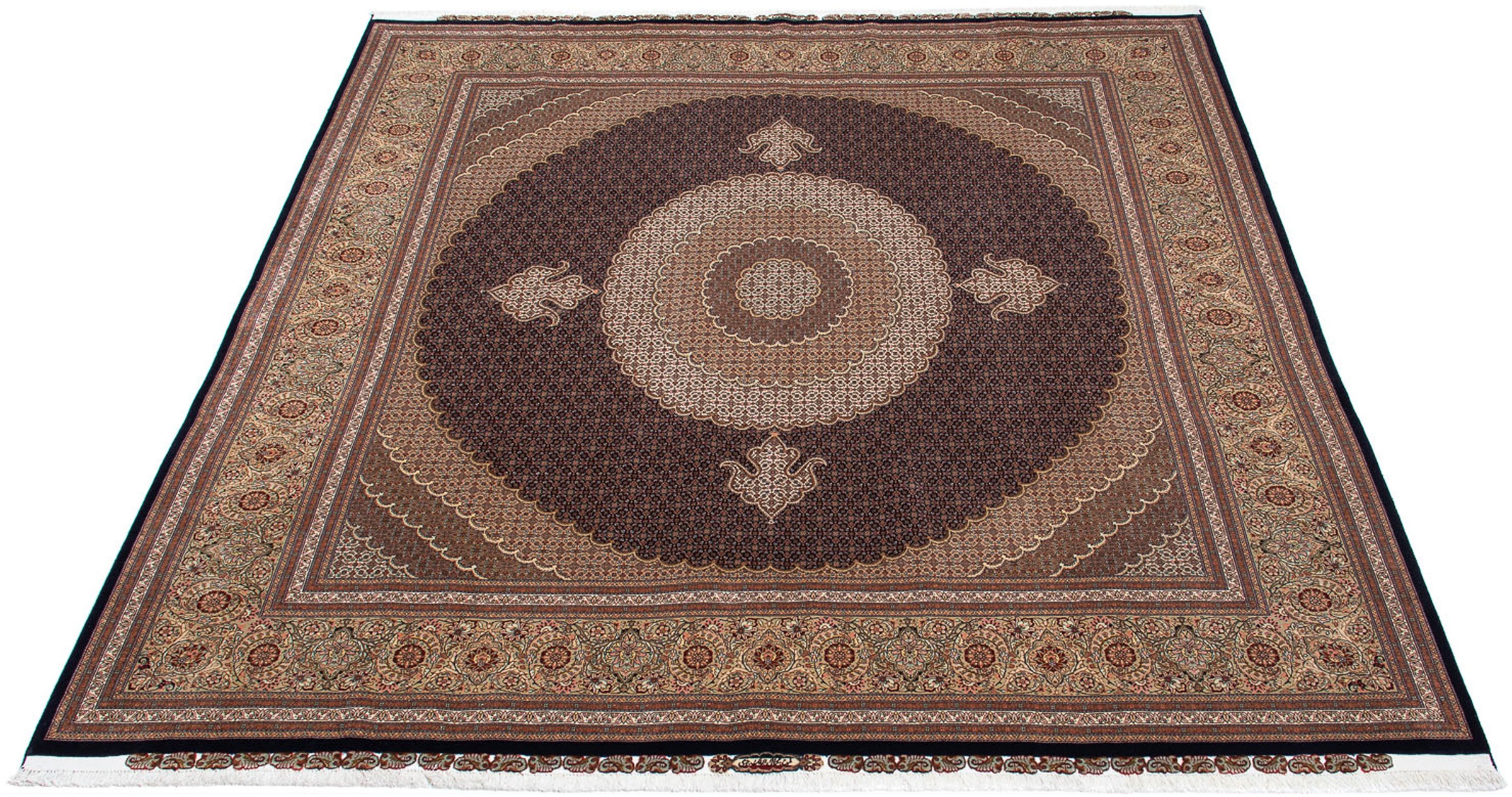 Image of morgenland Orientteppich »Perser - Täbriz quadratisch - 310 x 302 cm - dunkelbraun«, quadratisch, 10 mm Höhe, Wohnzimmer, Handgeknüpft, Einzelstück mit Zertifikat bei Ackermann Versand Schweiz