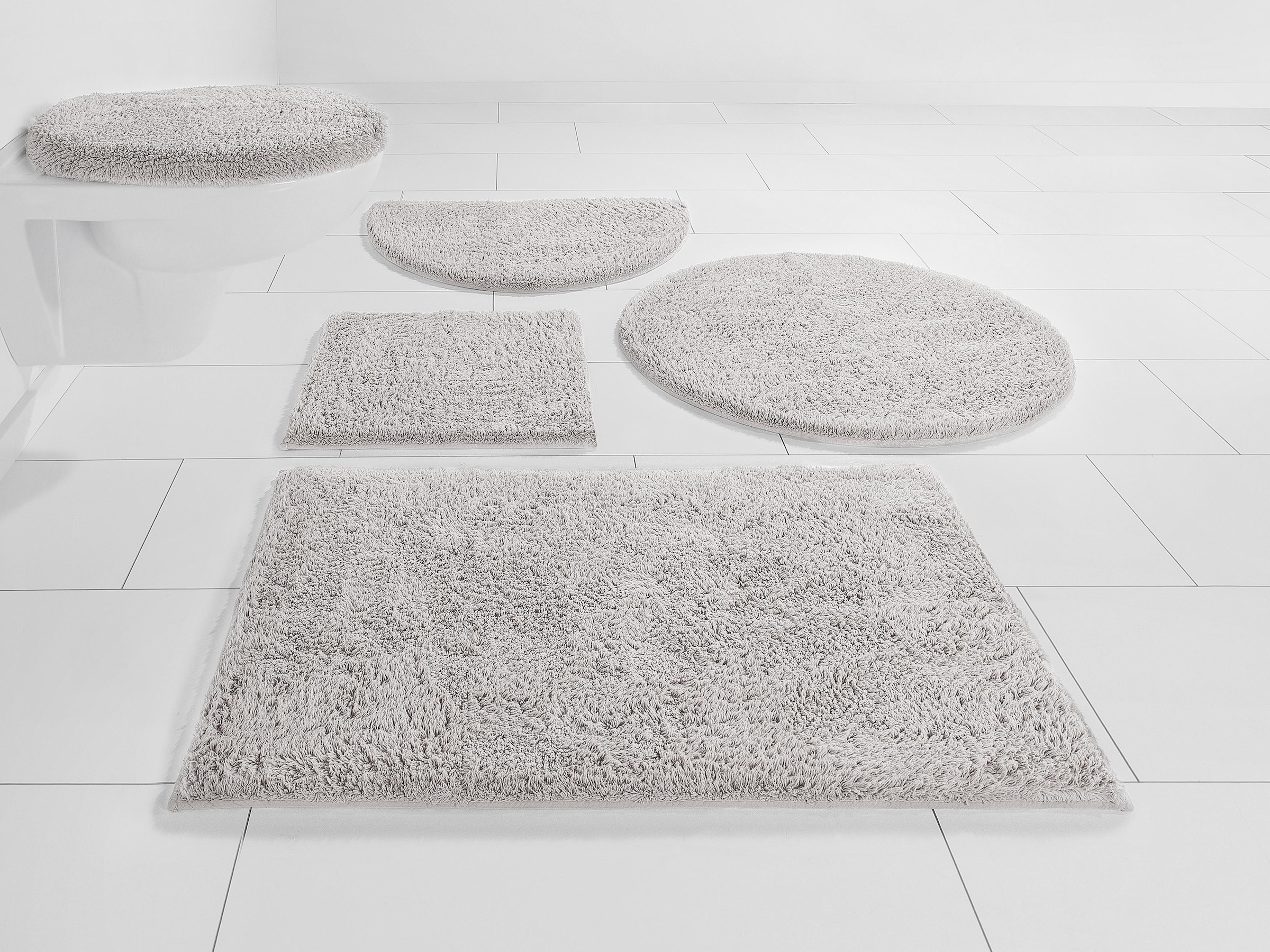 my home Badematte »Maren, Badvorleger, Badezimmer Teppich« Höhe 15 mm rutschhemmend beschichtet fussbodenheizungsgeeignet Bio-Baumwolle, Badteppich, Badematten auch als 3 teiliges Set